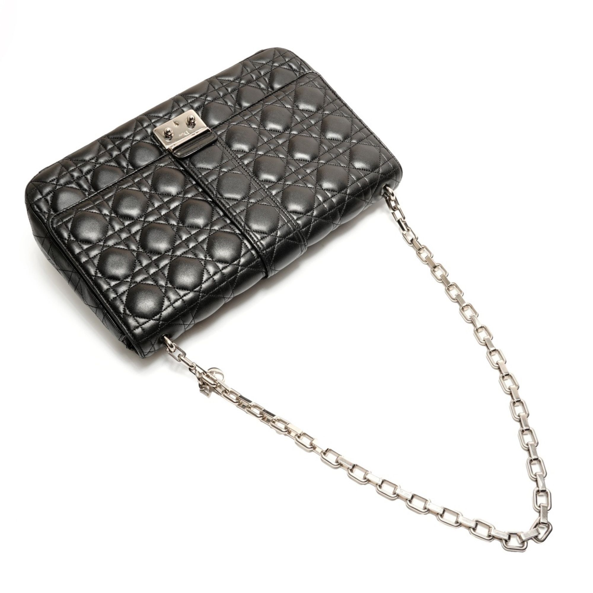 Dior Christian Dior Cannage Leather New Rock Chain Large Shoulder Bag in Black (WS25906) Size ONE SIZE - 8 Thumbnail