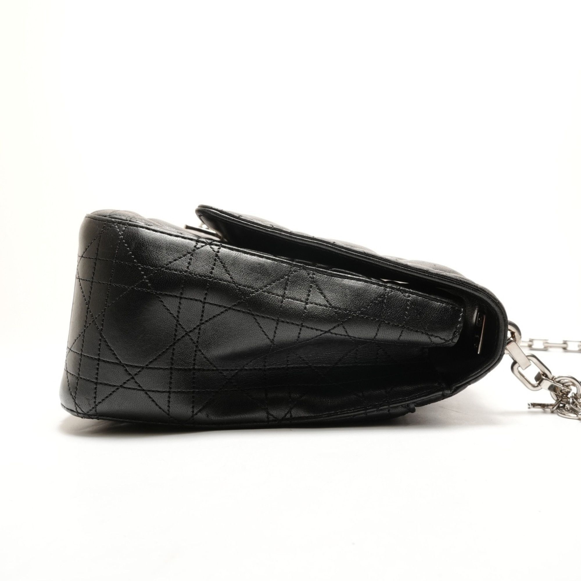 Dior Christian Dior Cannage Leather New Rock Chain Large Shoulder Bag in Black (WS25906) Size ONE SIZE - 4 Thumbnail