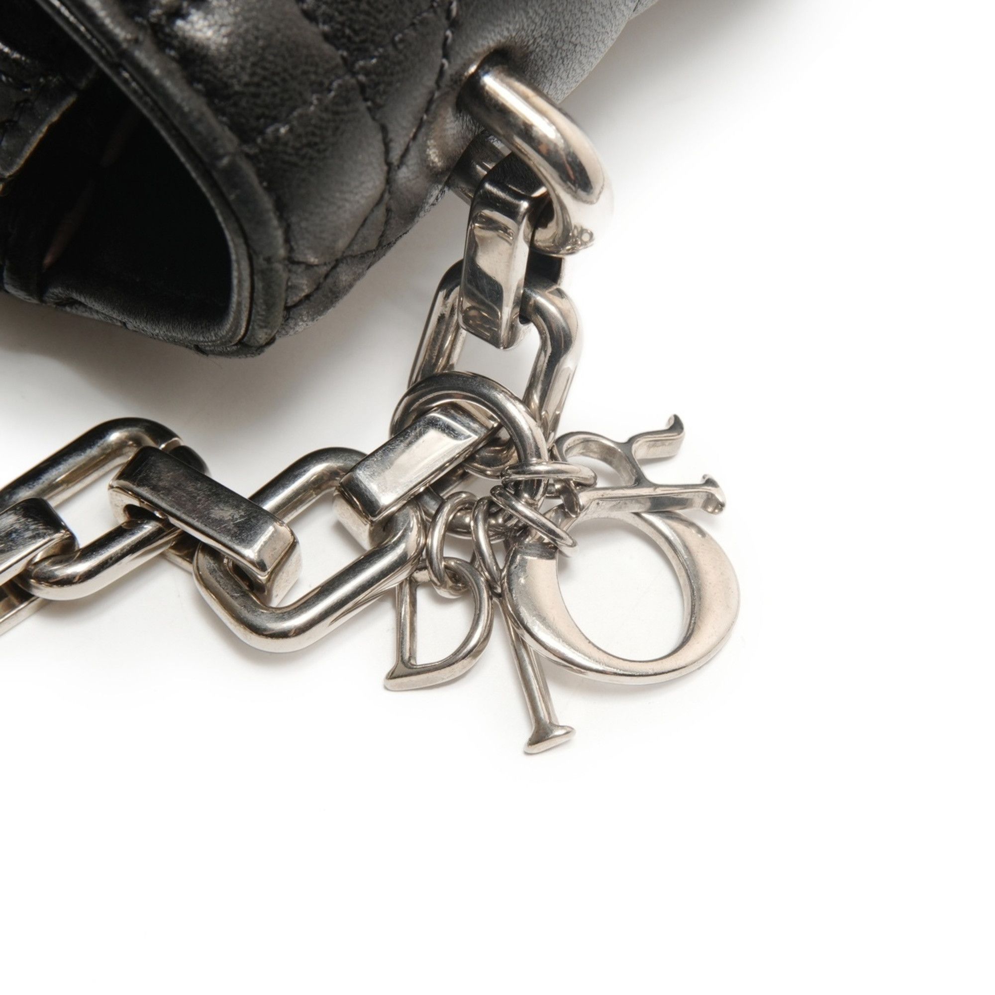 Dior Christian Dior Cannage Leather New Rock Chain Large Shoulder Bag in Black (WS25906) Size ONE SIZE - 14 Thumbnail