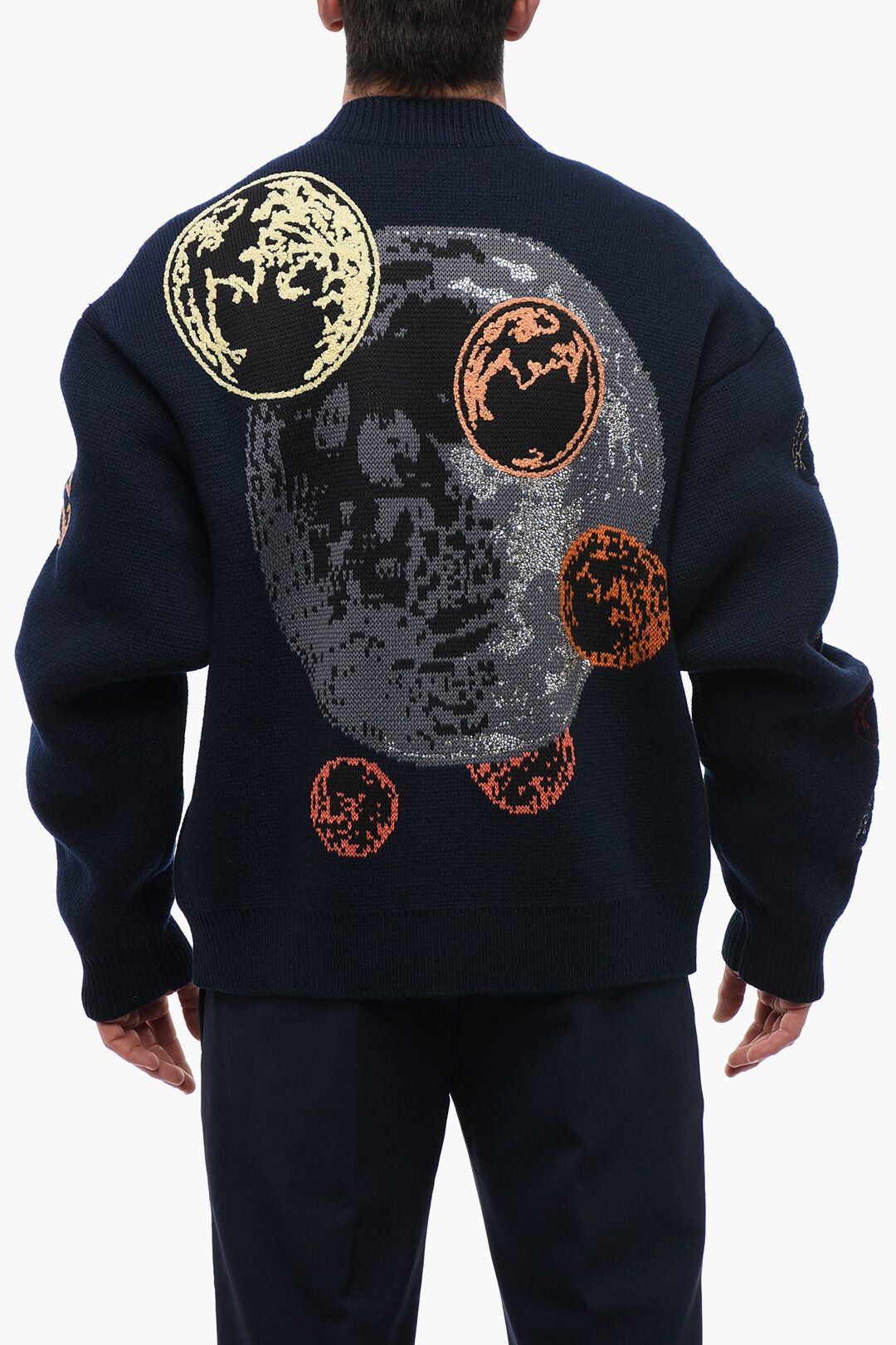 Off-White Wool-Blend Cardigan MOON PHASE Embroidered Size US M / EU 48-50 / 2 - 2 Thumbnail