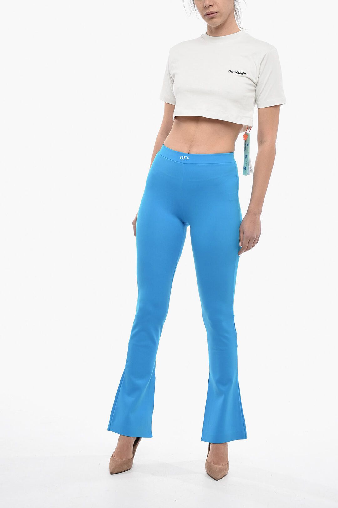 Off-White Flare-Fit Leggings SPLIT with Logo Print Size 27" / US 4 / IT 40 - 4 Thumbnail