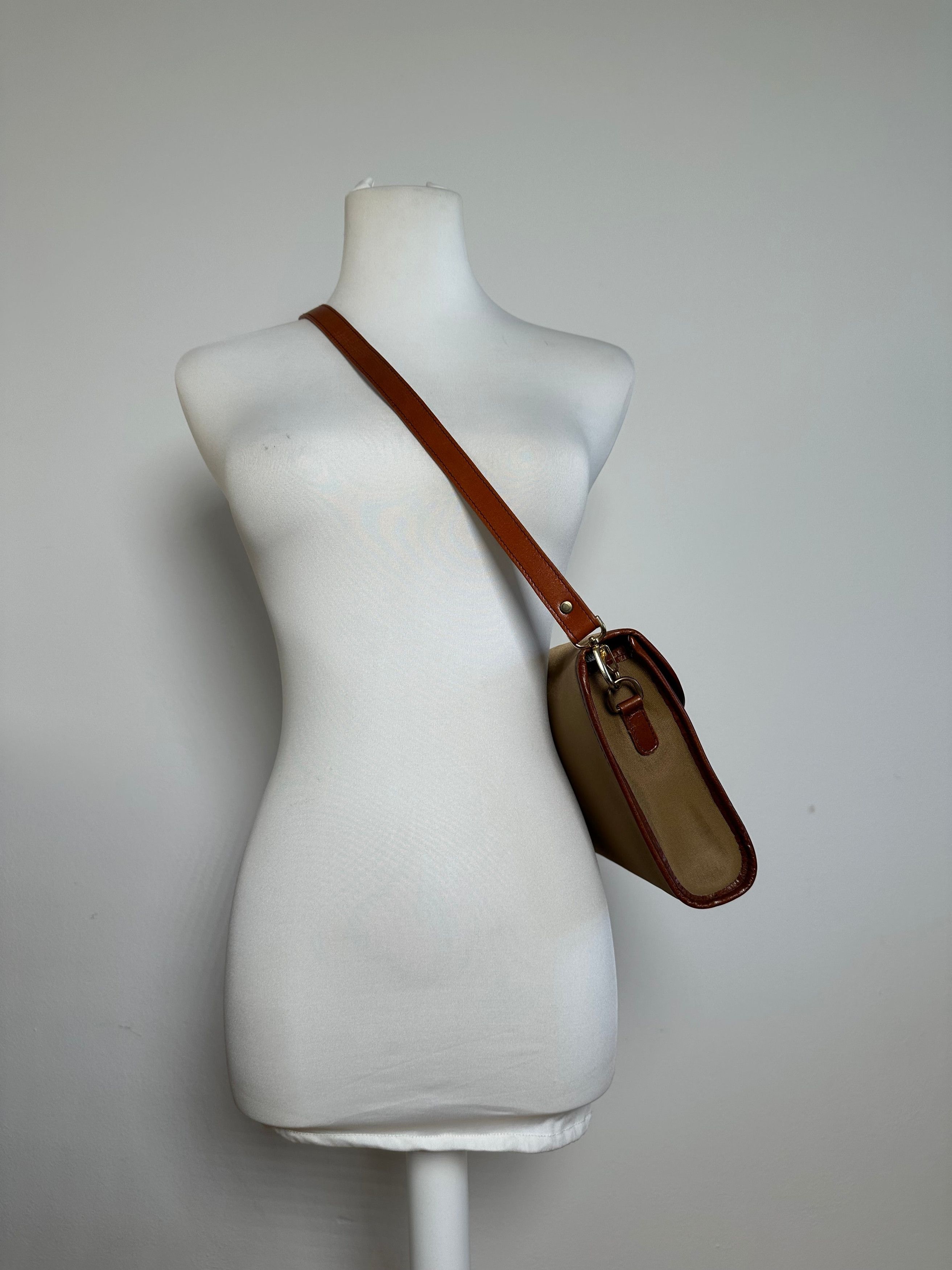 Givenchy Vintage Leather / Canvas Shoulder Bag Camel / Brown Size ONE SIZE - 7 Thumbnail
