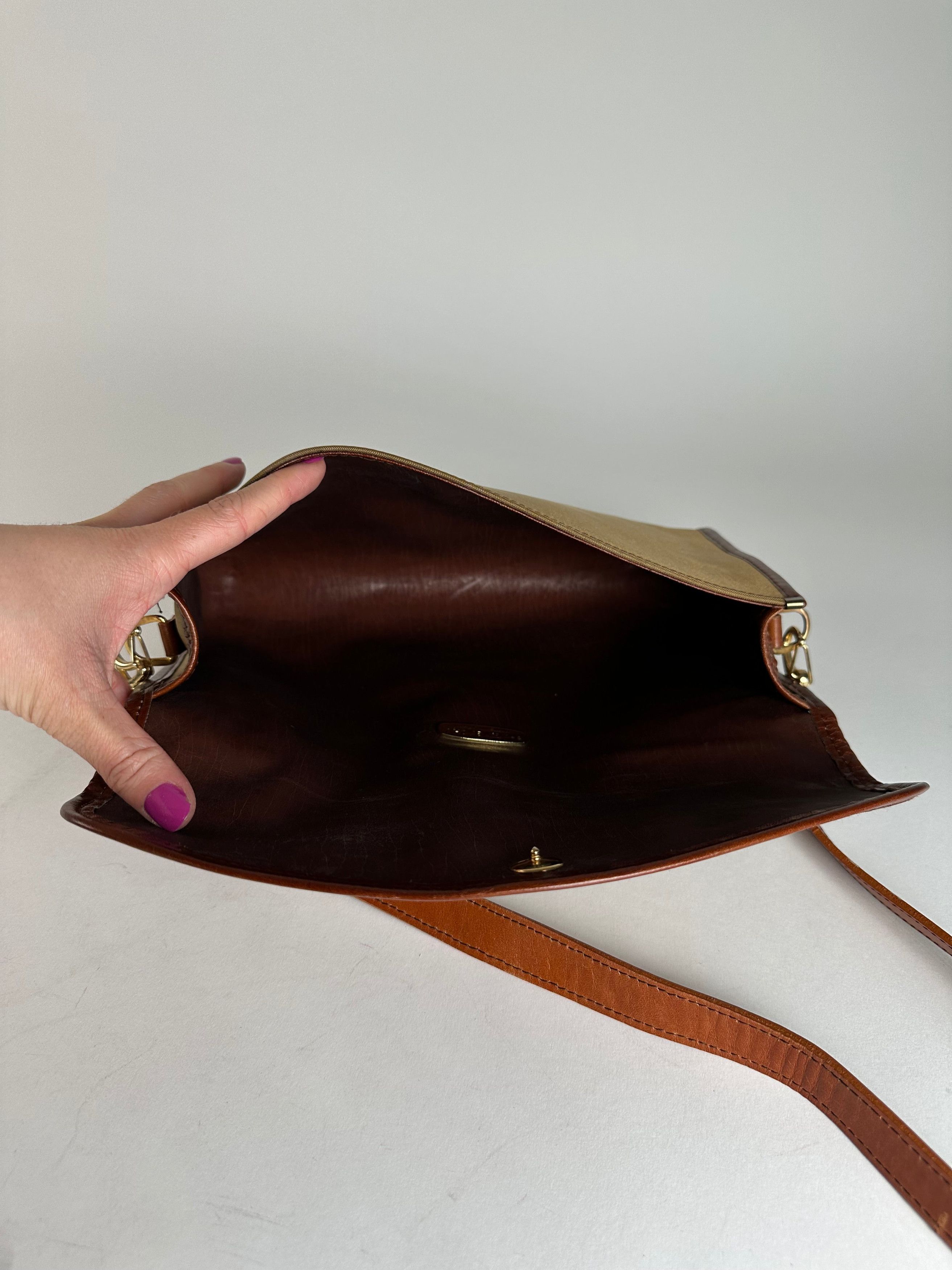Givenchy Vintage Leather / Canvas Shoulder Bag Camel / Brown Size ONE SIZE - 4 Thumbnail