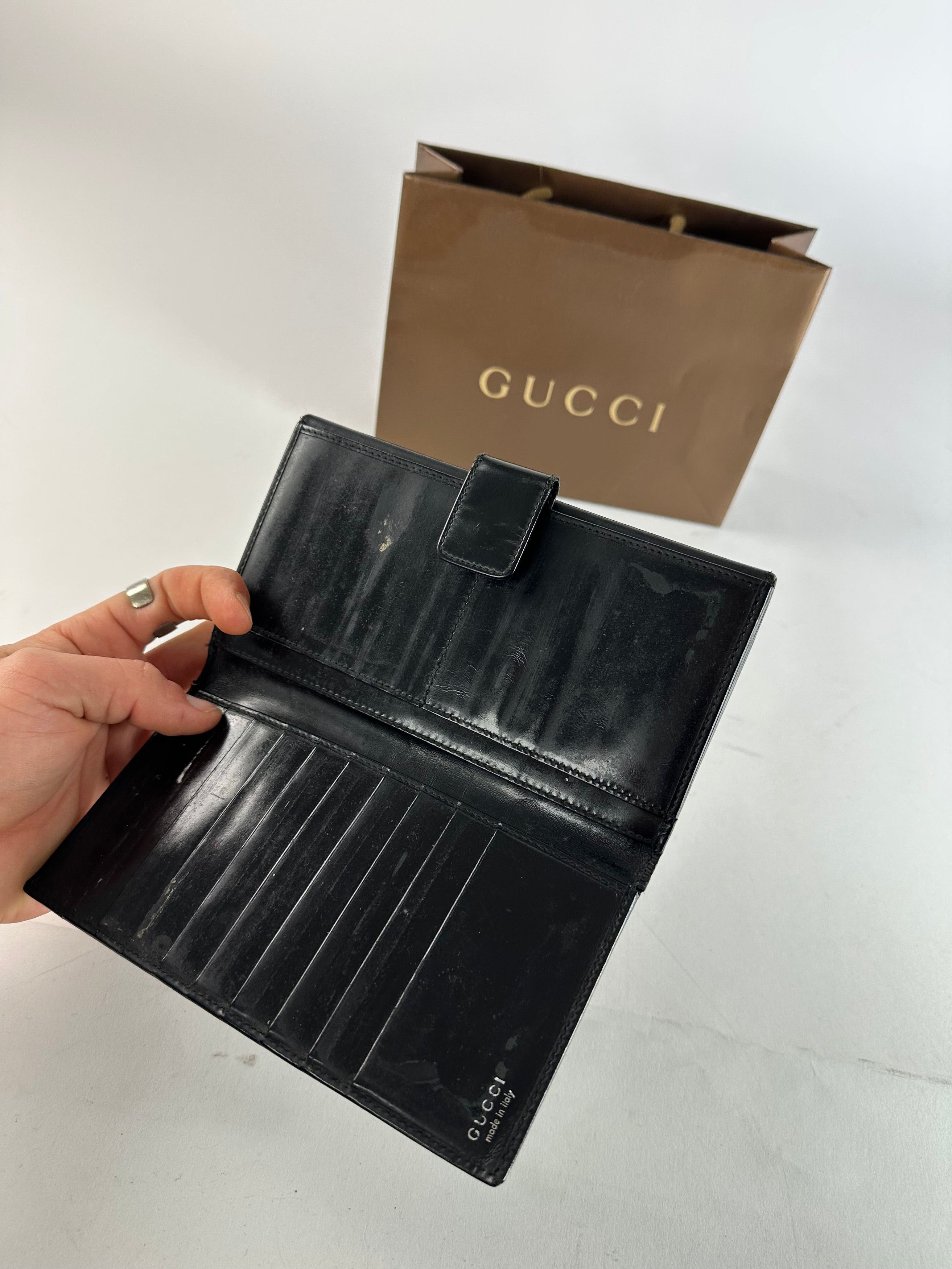 Gucci Vintage GG Long Patent Leather Wallet Black Size ONE SIZE - 3 Thumbnail