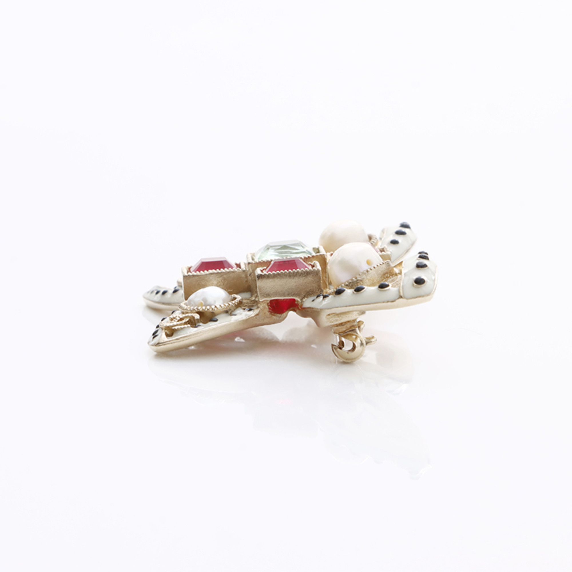 Chanel CHANEL A16C Butterfly Brooch Gold Red WS7803 Size ONE SIZE - 6 Thumbnail