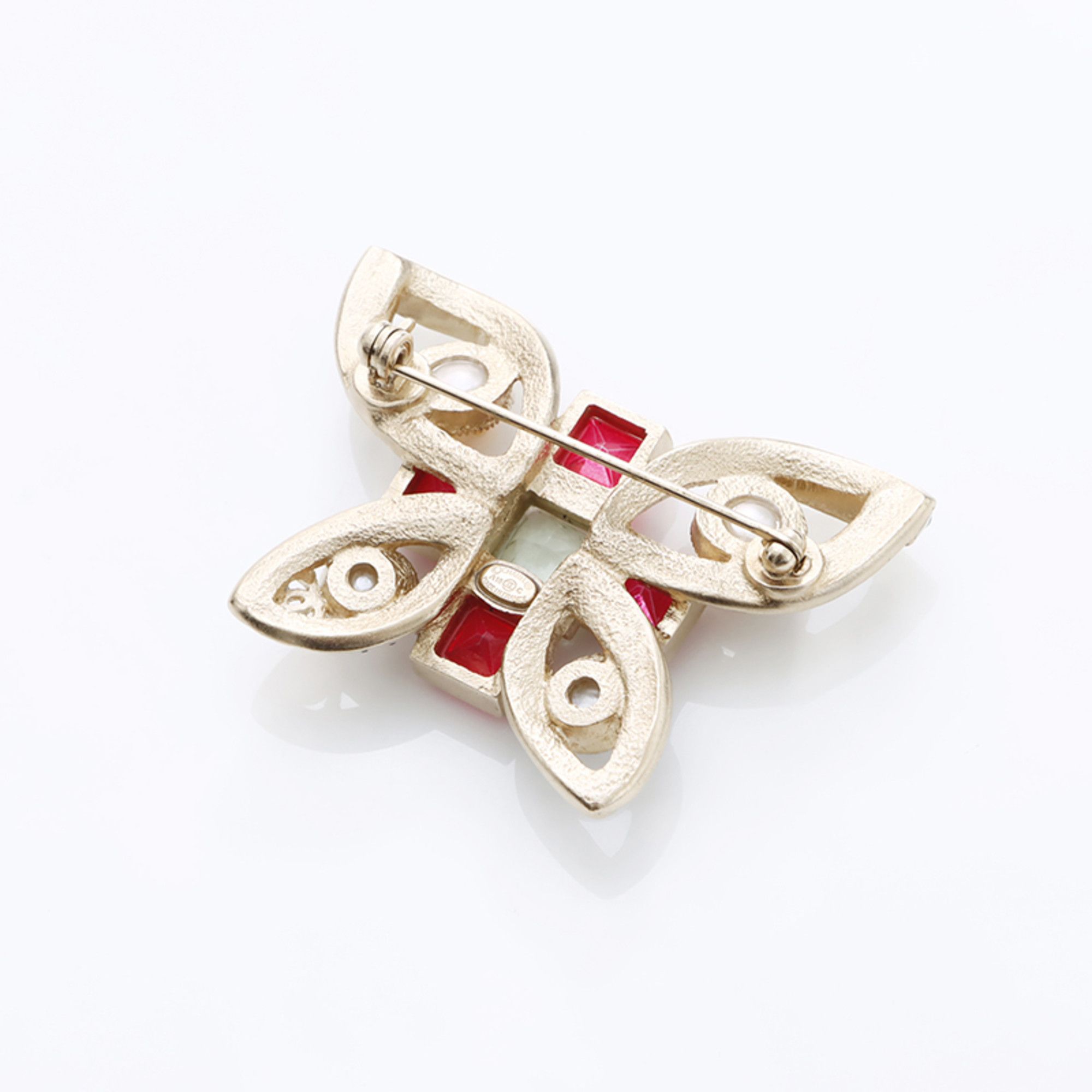 Chanel CHANEL A16C Butterfly Brooch Gold Red WS7803 Size ONE SIZE - 4 Thumbnail