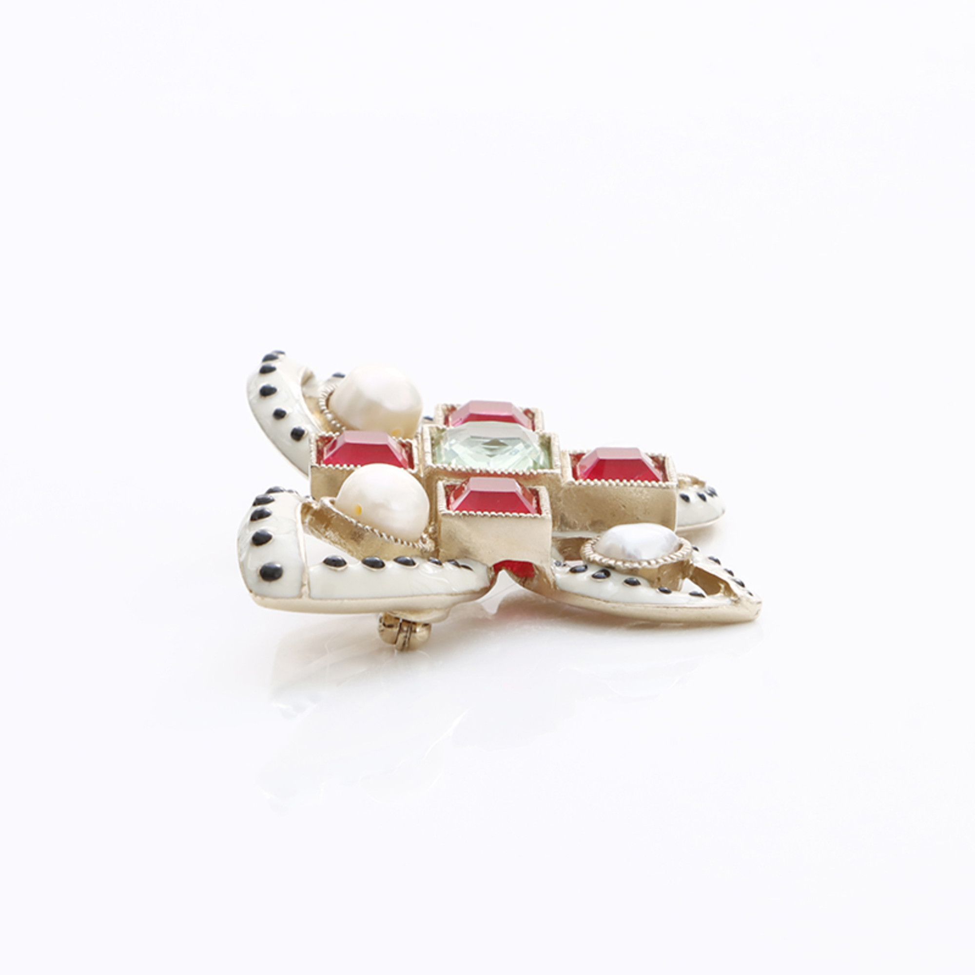 Chanel CHANEL A16C Butterfly Brooch Gold Red WS7803 Size ONE SIZE - 5 Thumbnail