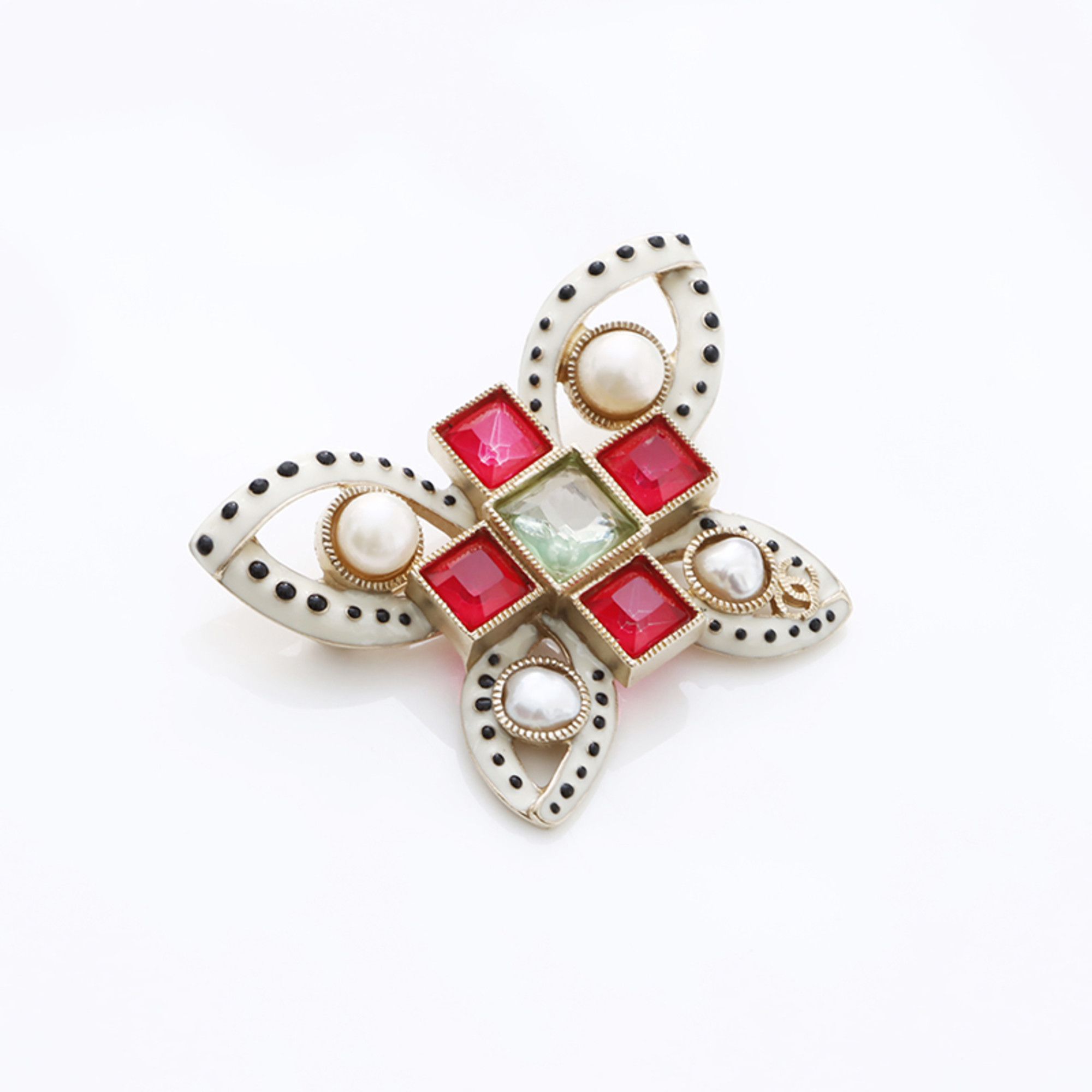 Chanel CHANEL A16C Butterfly Brooch Gold Red WS7803 Size ONE SIZE - 3 Thumbnail