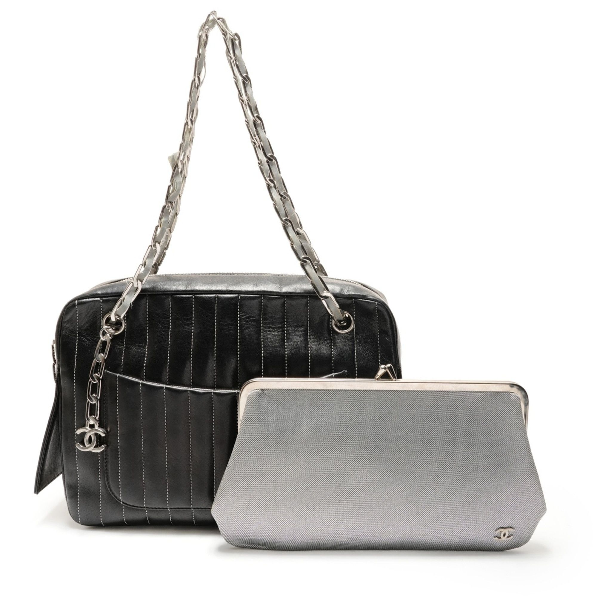 Chanel CHANEL Lambskin Shoulder Bag with Chain, Black, WS26125, Interior Rips and Damage Size ONE SIZE - 22 Thumbnail