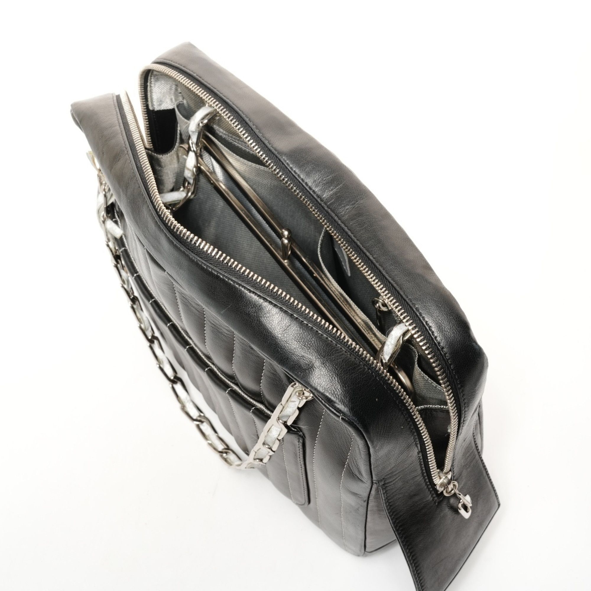 Chanel CHANEL Lambskin Shoulder Bag with Chain, Black, WS26125, Interior Rips and Damage Size ONE SIZE - 10 Thumbnail