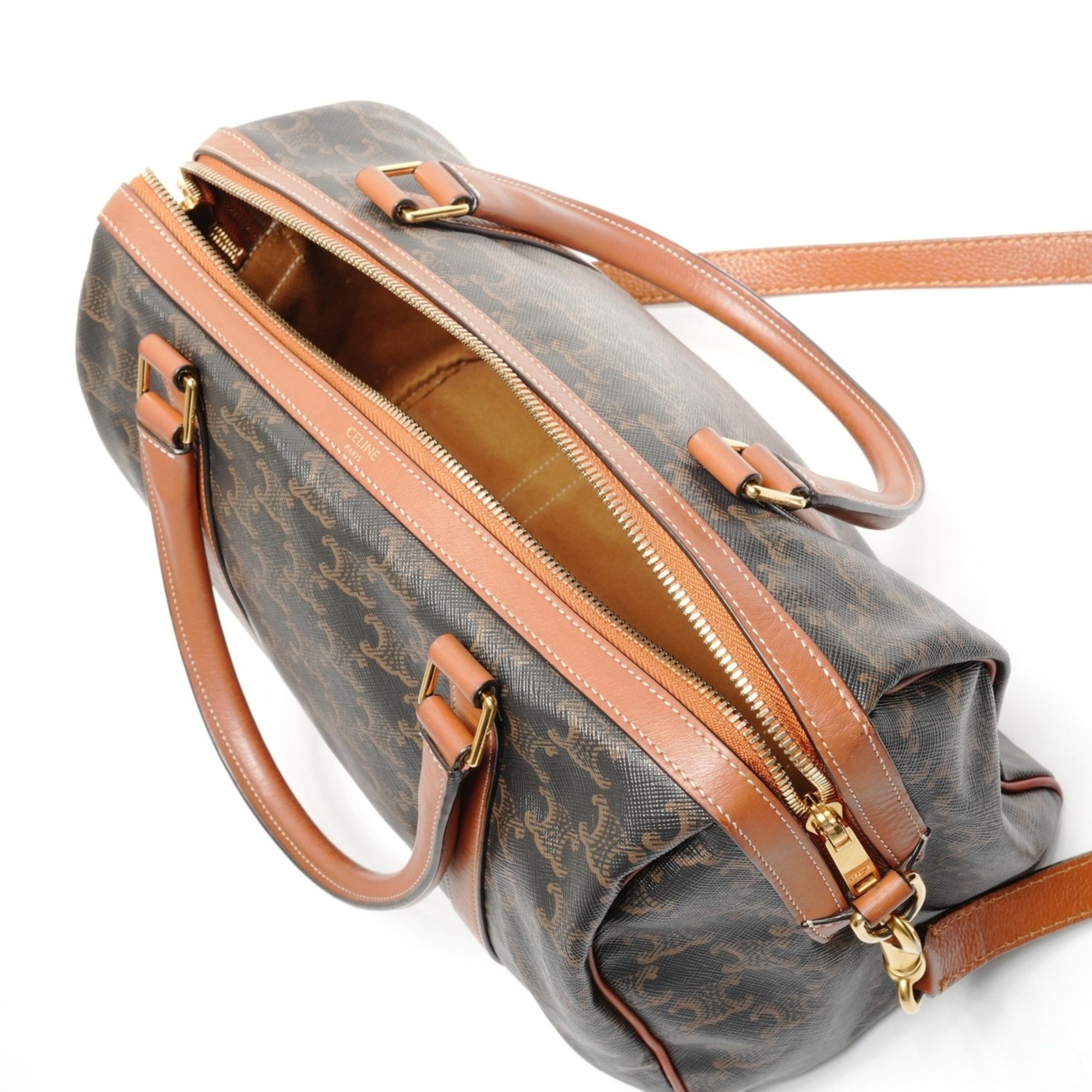 Celine Celine Macadam Trim-Off Logo Boston Bag, Brown, WS26730 Size ONE SIZE - 11 Thumbnail