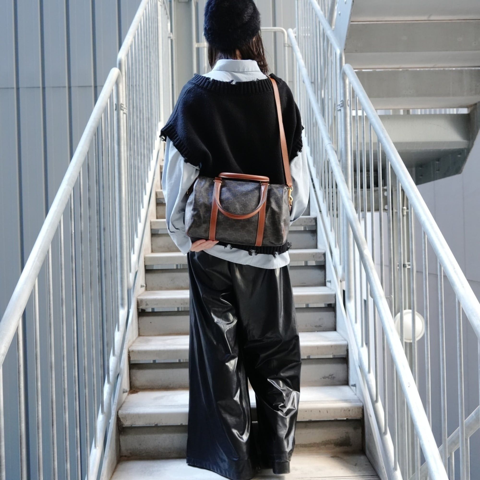 Celine Celine Macadam Trim-Off Logo Boston Bag, Brown, WS26730 Size ONE SIZE - 14 Thumbnail
