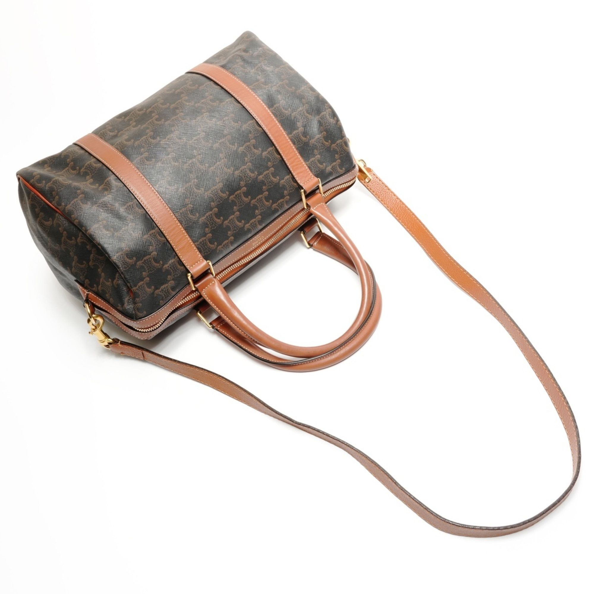Celine Celine Macadam Trim-Off Logo Boston Bag, Brown, WS26730 Size ONE SIZE - 8 Thumbnail