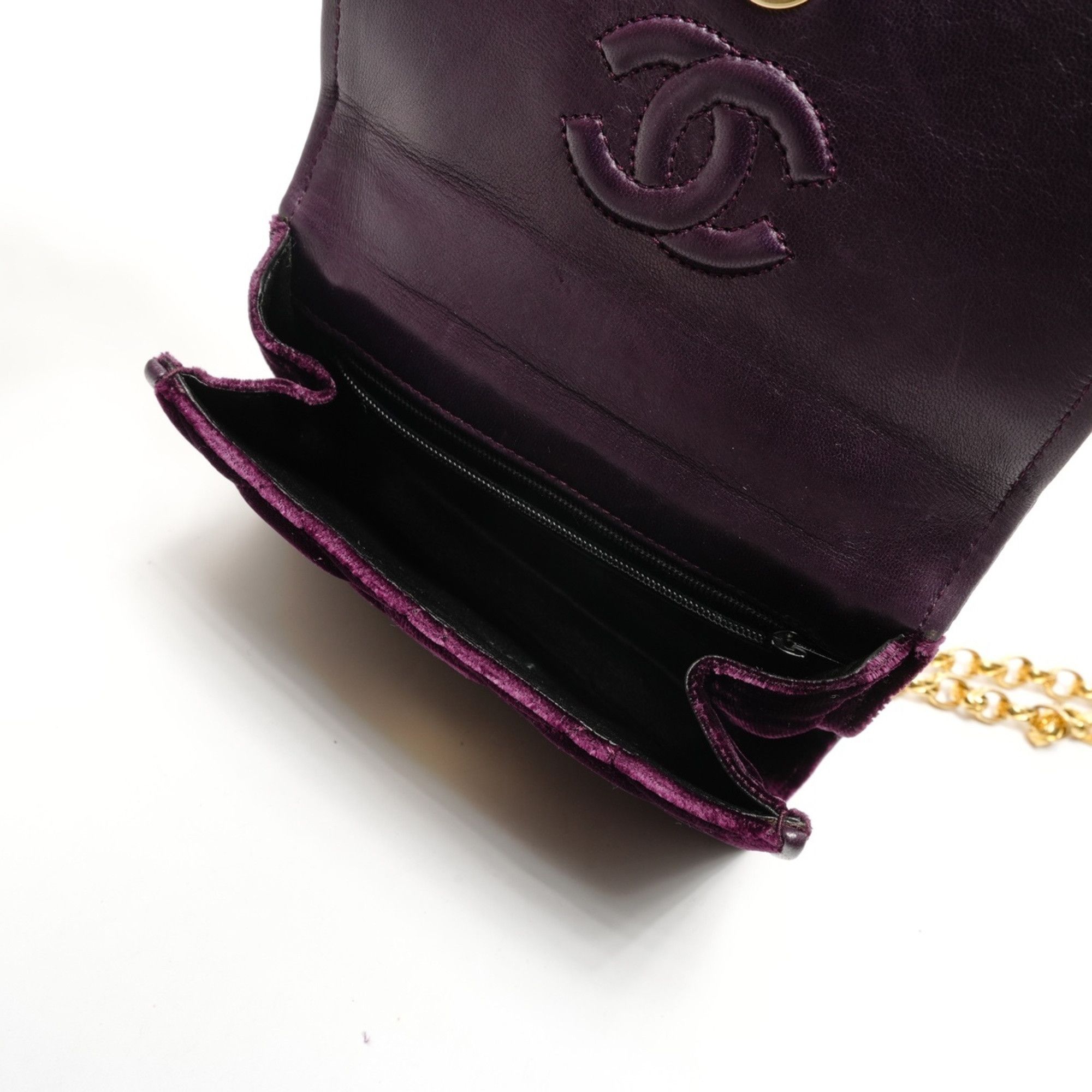 Chanel CHANEL Velour Camellia Mini Camera Bag Shoulder Purple WS25929 Size ONE SIZE - 11 Thumbnail