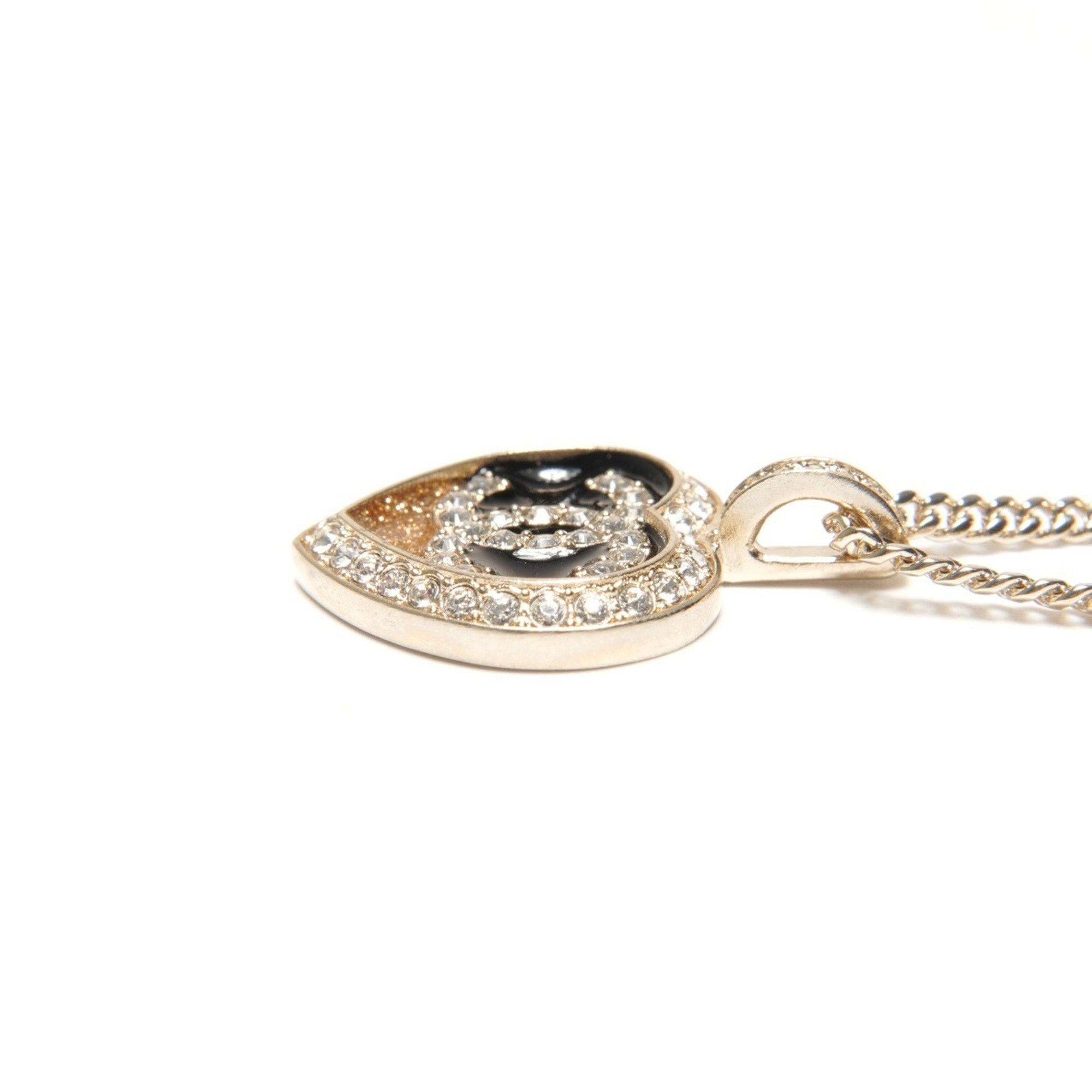 Chanel CHANEL C23B Coco Mark Heart Rhinestone Necklace Gold WS25122 Size ONE SIZE - 4 Thumbnail