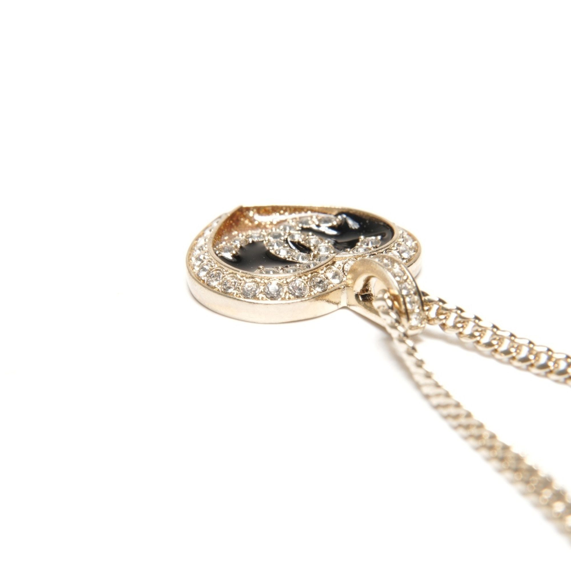 Chanel CHANEL C23B Coco Mark Heart Rhinestone Necklace Gold WS25122 Size ONE SIZE - 5 Thumbnail