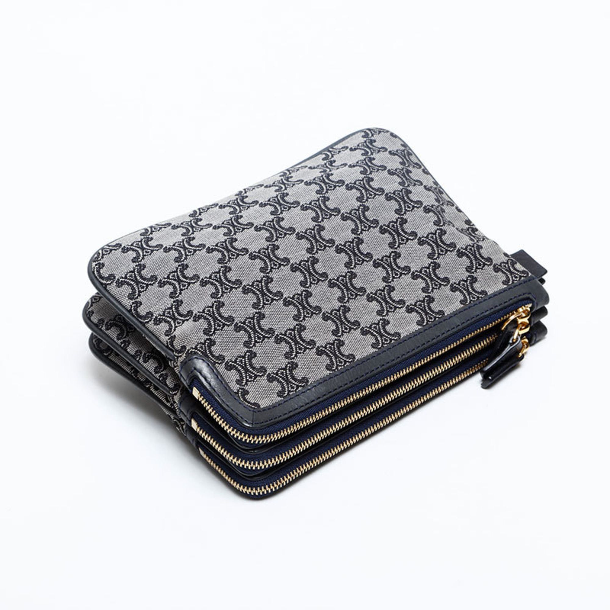 Celine Celine Macadam Canvas Pouch, Navy, WS20114 Size ONE SIZE - 8 Thumbnail