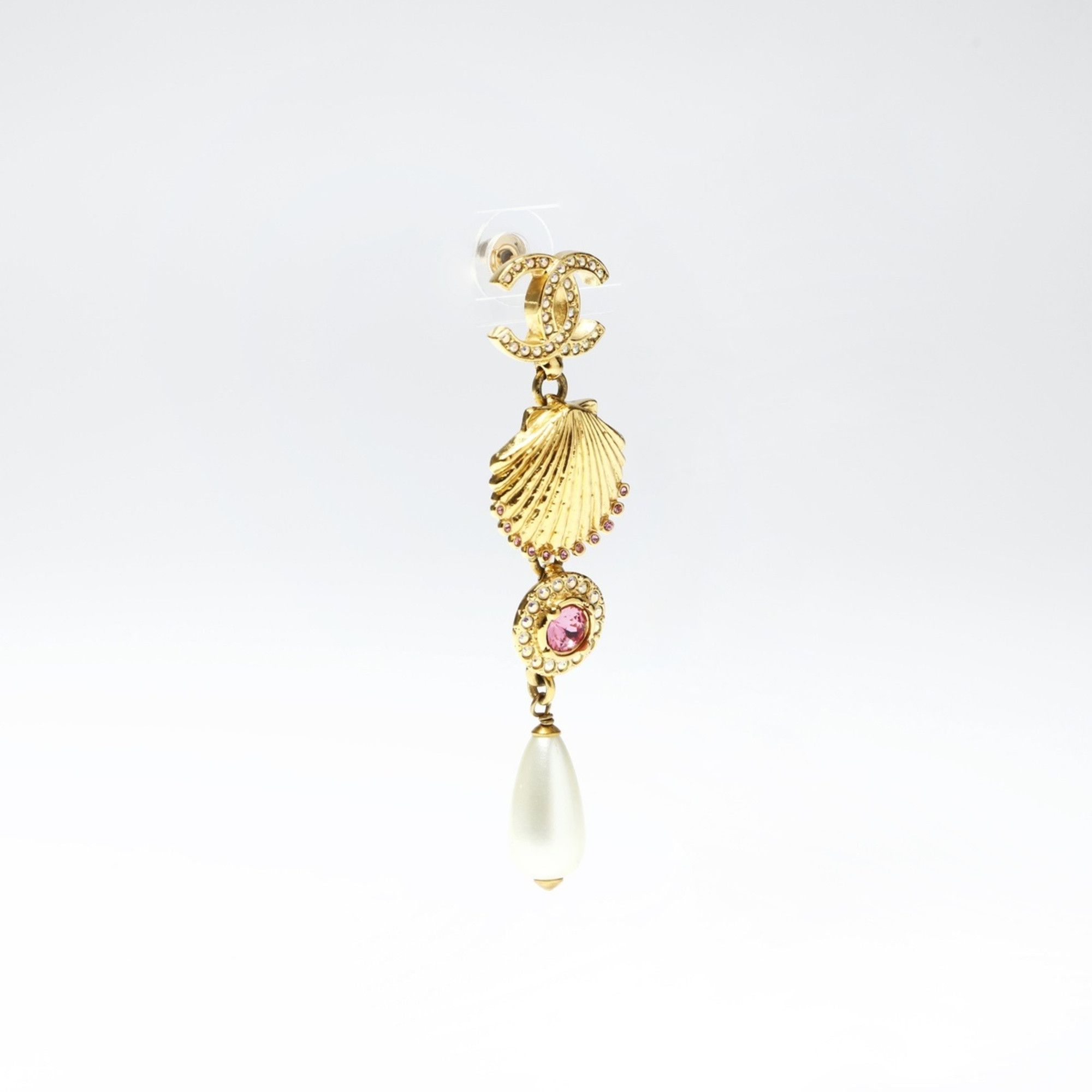 Chanel CHANEL Shell, Pearl, and Rhinestone Drop Earrings, Gold, A23C 2023, WS25248 Size ONE SIZE - 5 Thumbnail