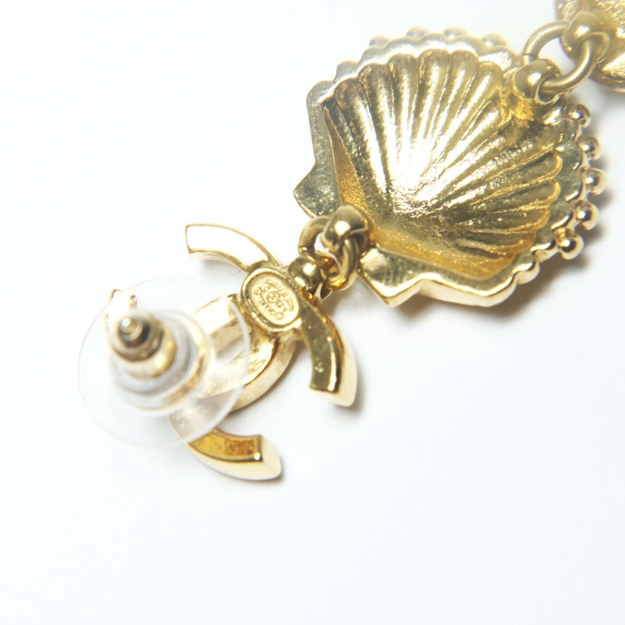 Chanel CHANEL Shell, Pearl, and Rhinestone Drop Earrings, Gold, A23C 2023, WS25248 Size ONE SIZE - 7 Thumbnail