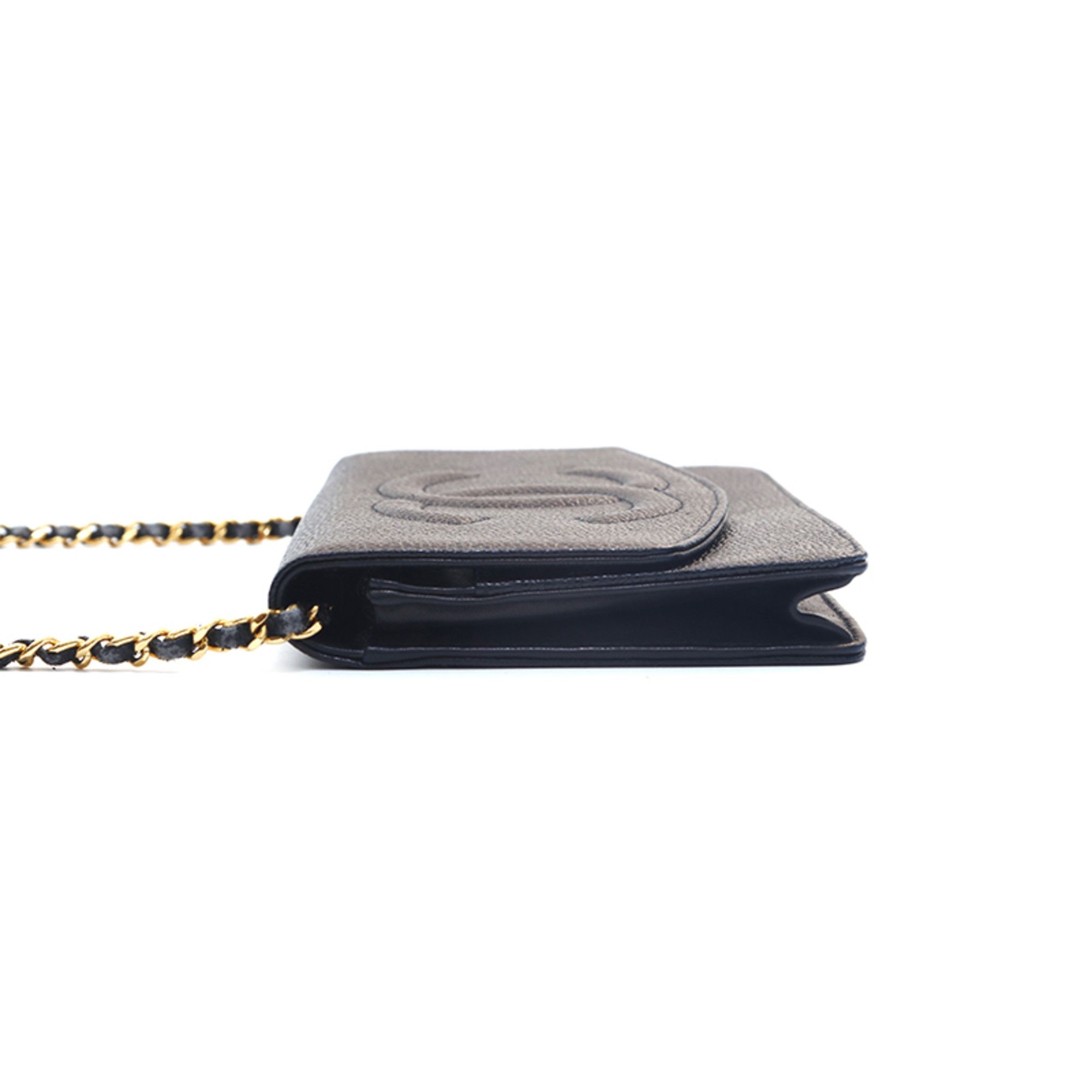Chanel CHANEL Caviar Skin Coco Mark Chain Wallet Shoulder Bag Leather Black P16098 Size ONE SIZE - 3 Thumbnail
