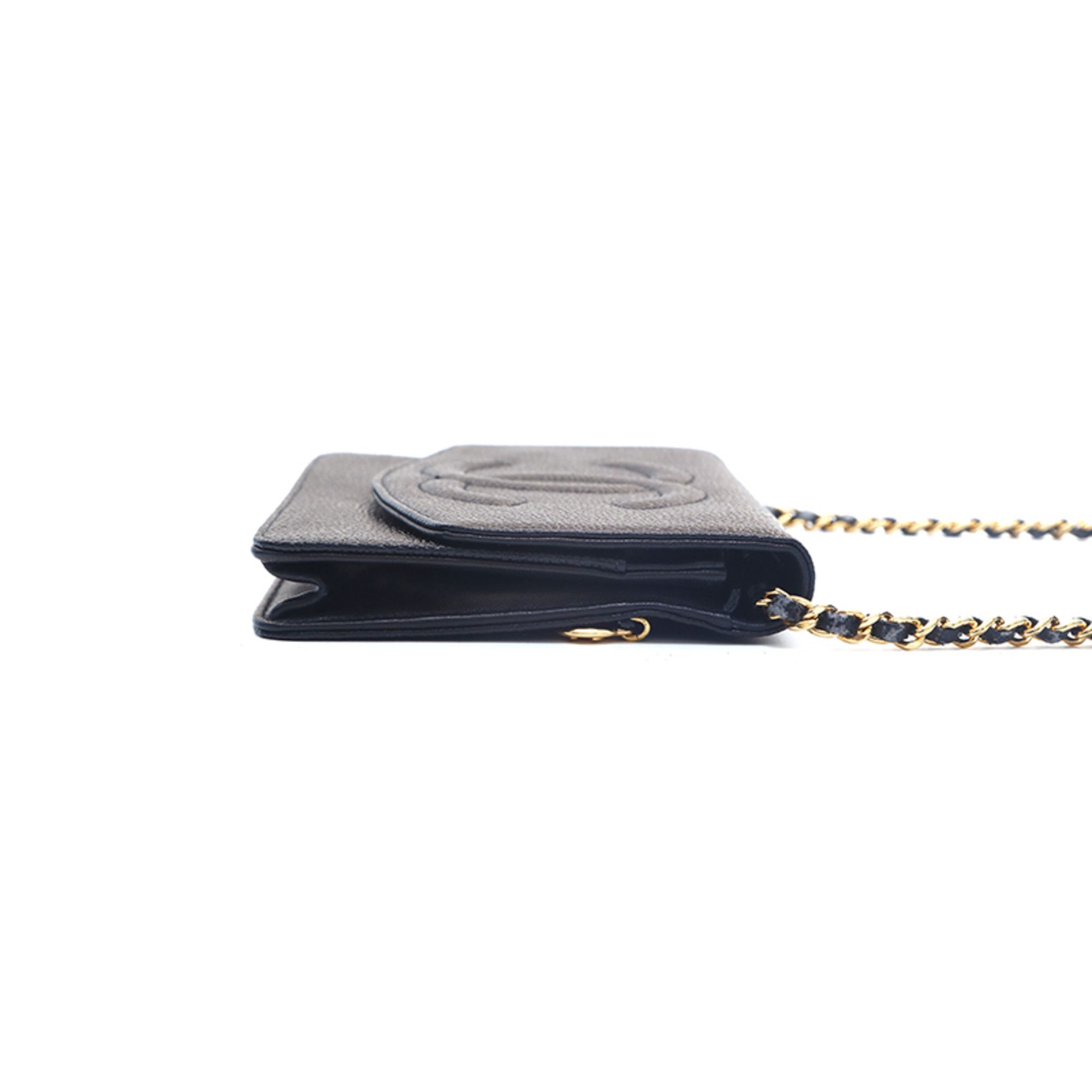 Chanel CHANEL Caviar Skin Coco Mark Chain Wallet Shoulder Bag Leather Black P16098 Size ONE SIZE - 4 Thumbnail