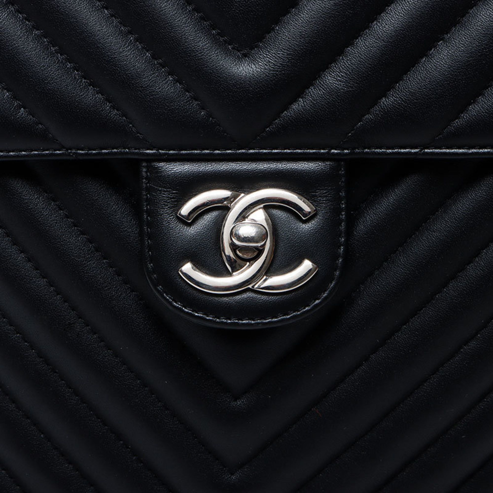 Chanel CHANEL Coco Mark V-Stitch Chevron 22 Series Backpack/Daypack, Black, WS12229, 2015-2016 Size ONE SIZE - 8 Thumbnail