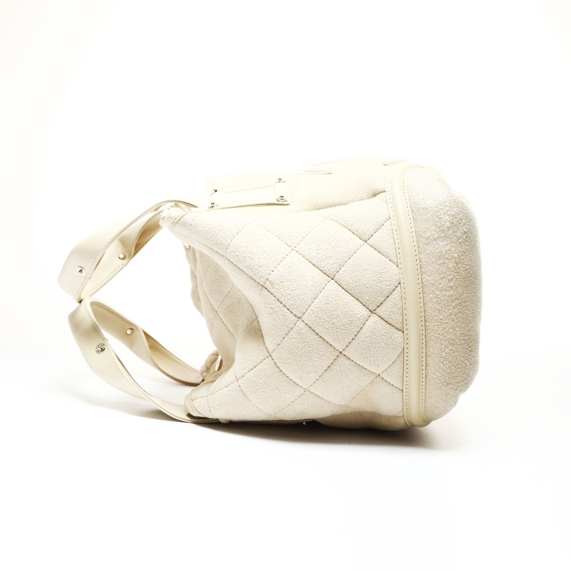 Chanel CHANEL Ivory Mouton Suede Coco Mark Handbag, Beige, WS25202 Size ONE SIZE - 3 Thumbnail