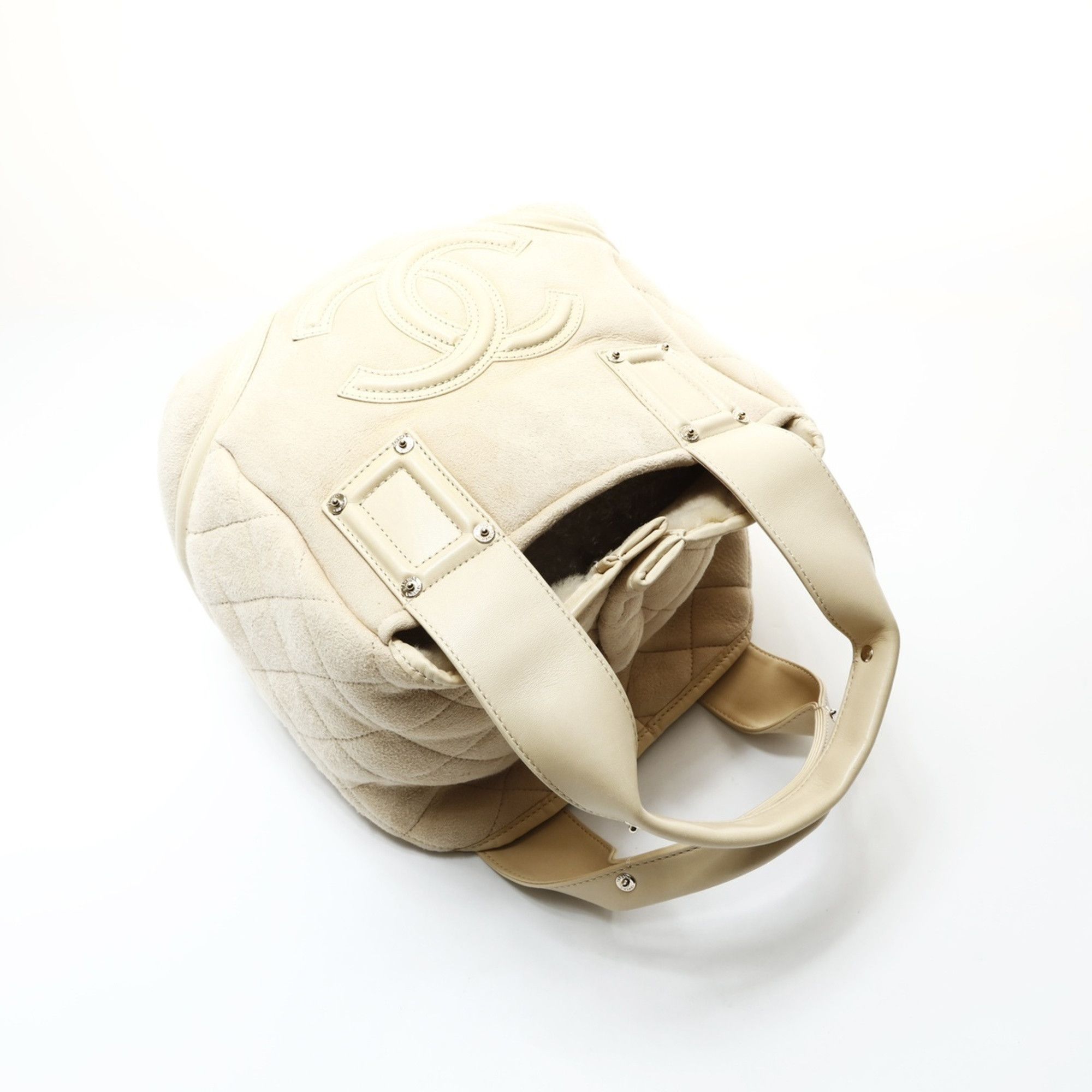 Chanel CHANEL Ivory Mouton Suede Coco Mark Handbag, Beige, WS25202 Size ONE SIZE - 9 Thumbnail