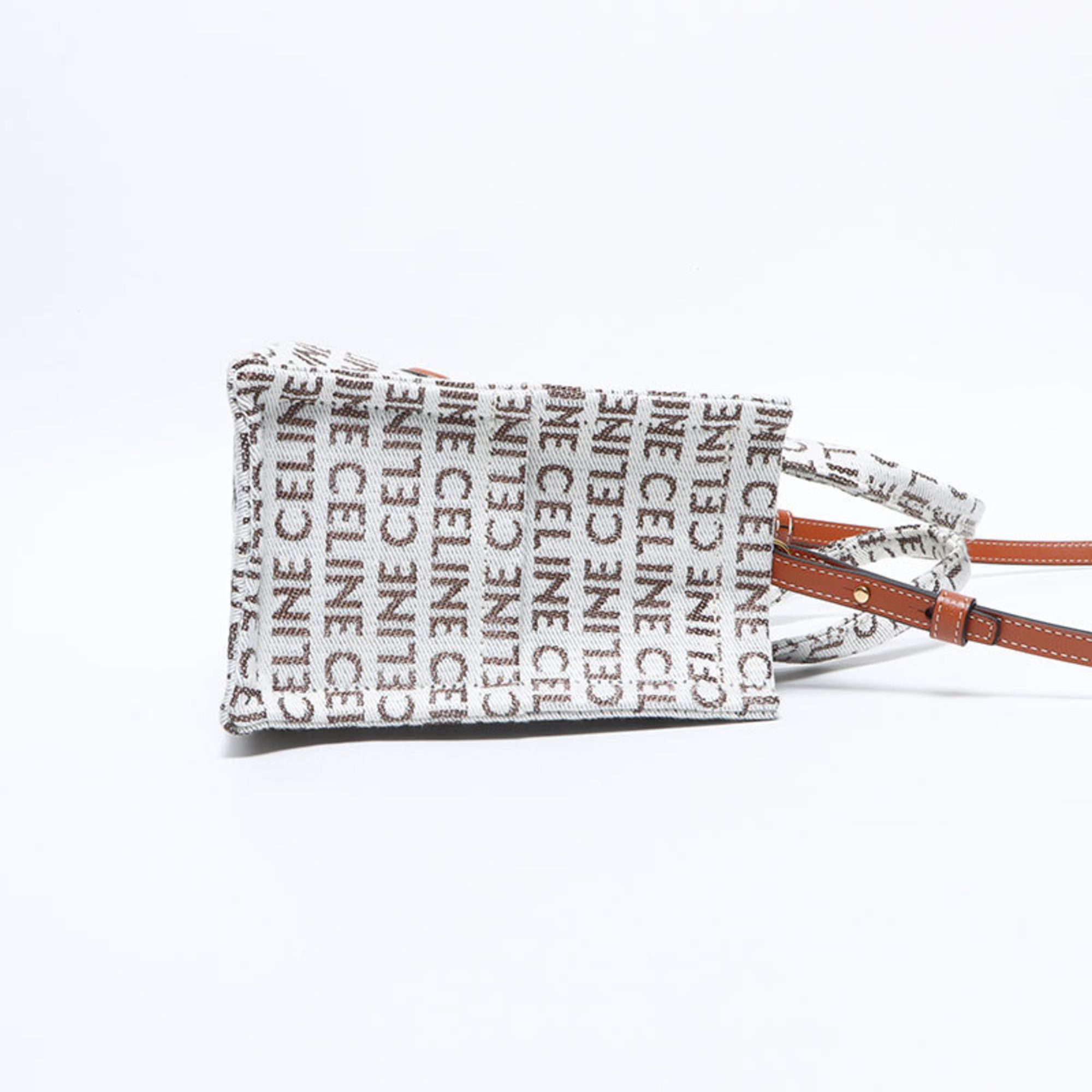 Celine Celine Logo 2-Way Small Cabas Thais Textile Handbag, Gray, WS12621 Size ONE SIZE - 4 Thumbnail