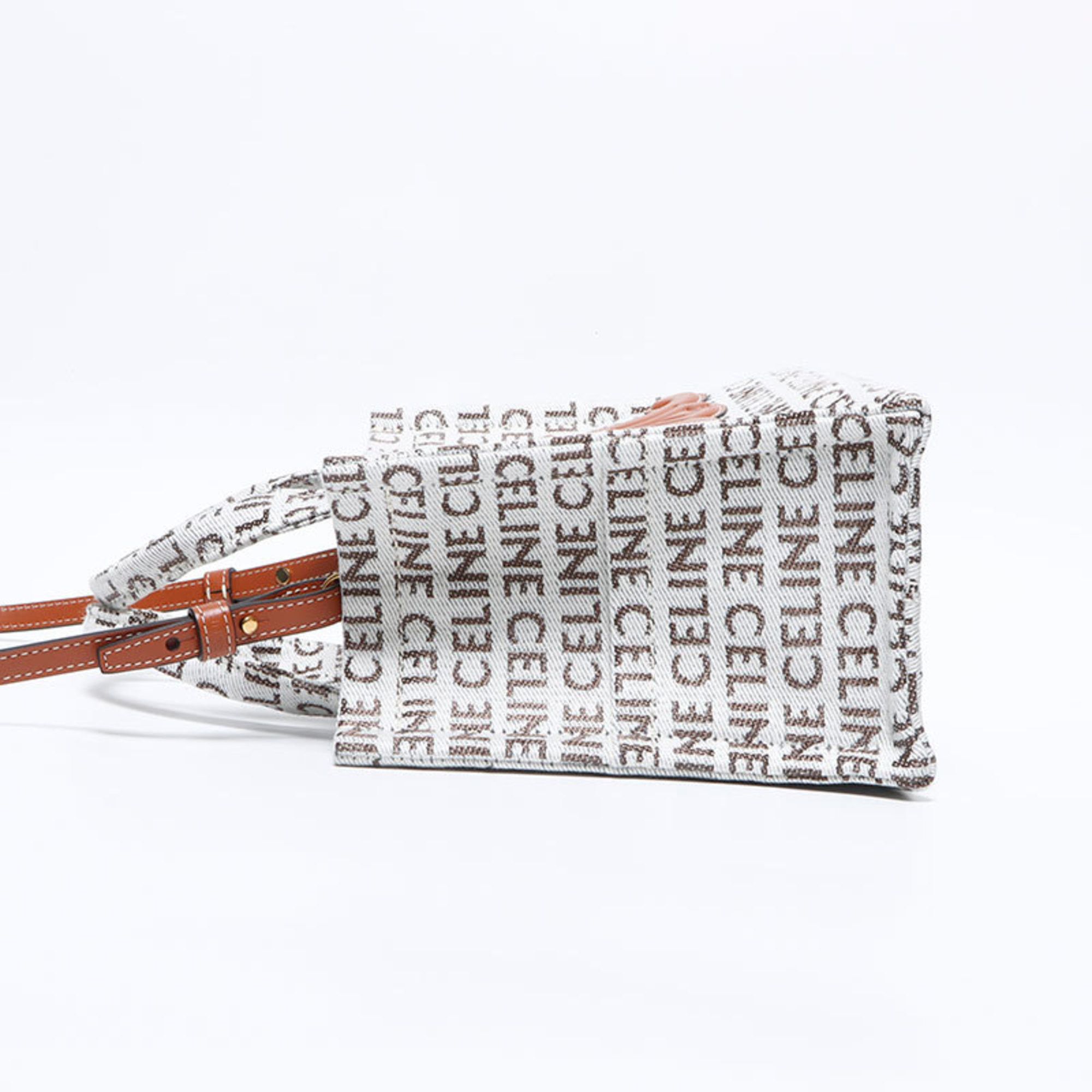 Celine Celine Logo 2-Way Small Cabas Thais Textile Handbag, Gray, WS12621 Size ONE SIZE - 3 Thumbnail