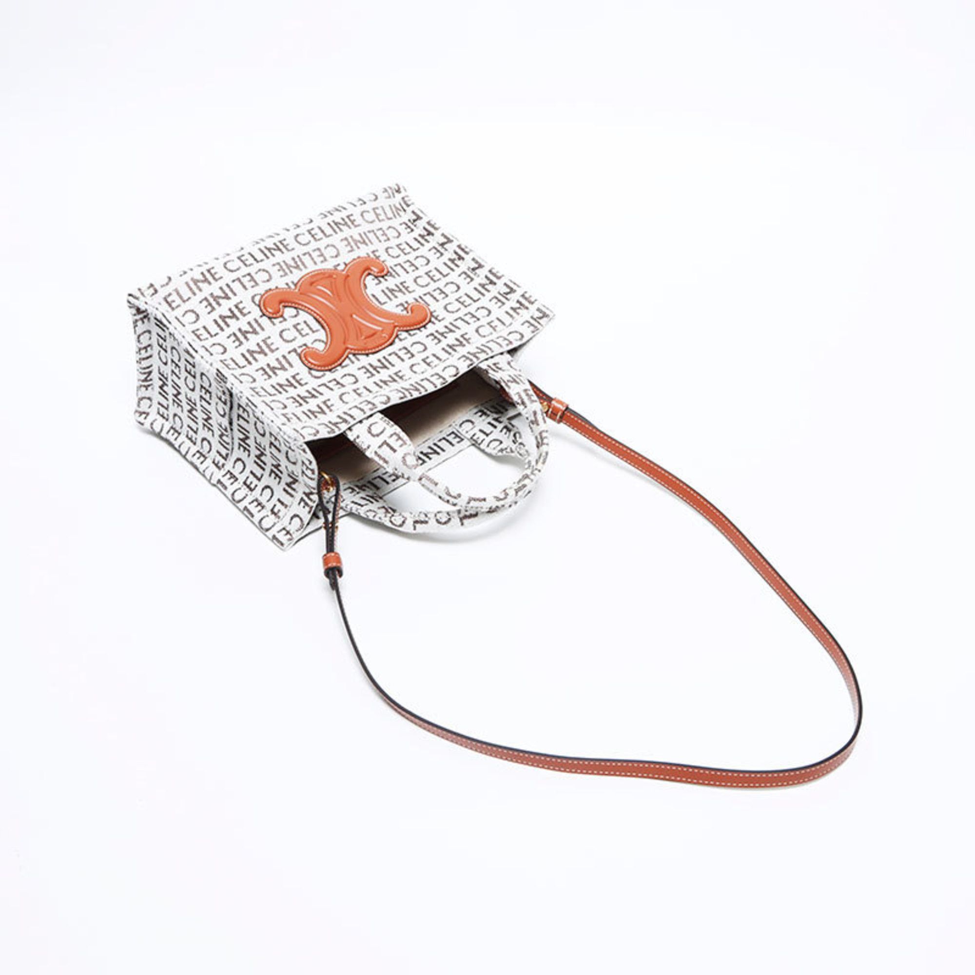 Celine Celine Logo 2-Way Small Cabas Thais Textile Handbag, Gray, WS12621 Size ONE SIZE - 9 Thumbnail