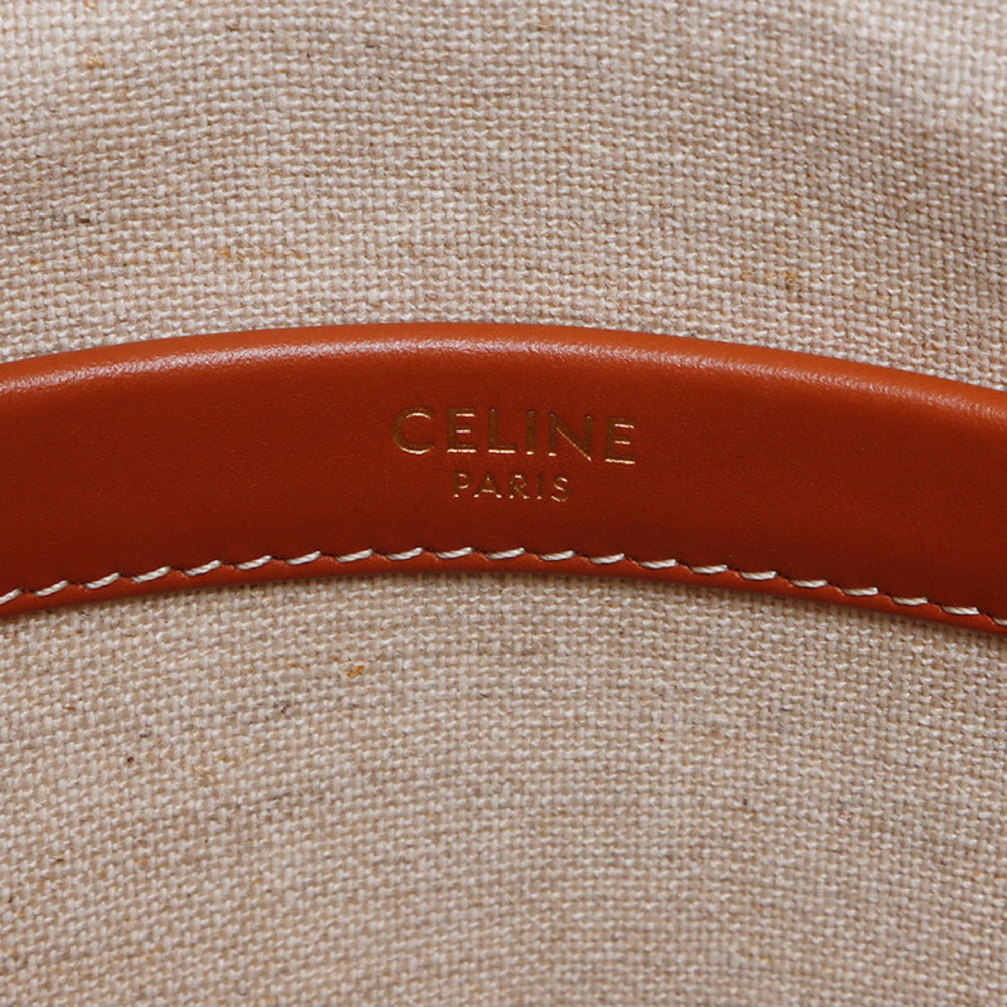 Celine Celine Logo 2-Way Small Cabas Thais Textile Handbag, Gray, WS12621 Size ONE SIZE - 10 Thumbnail