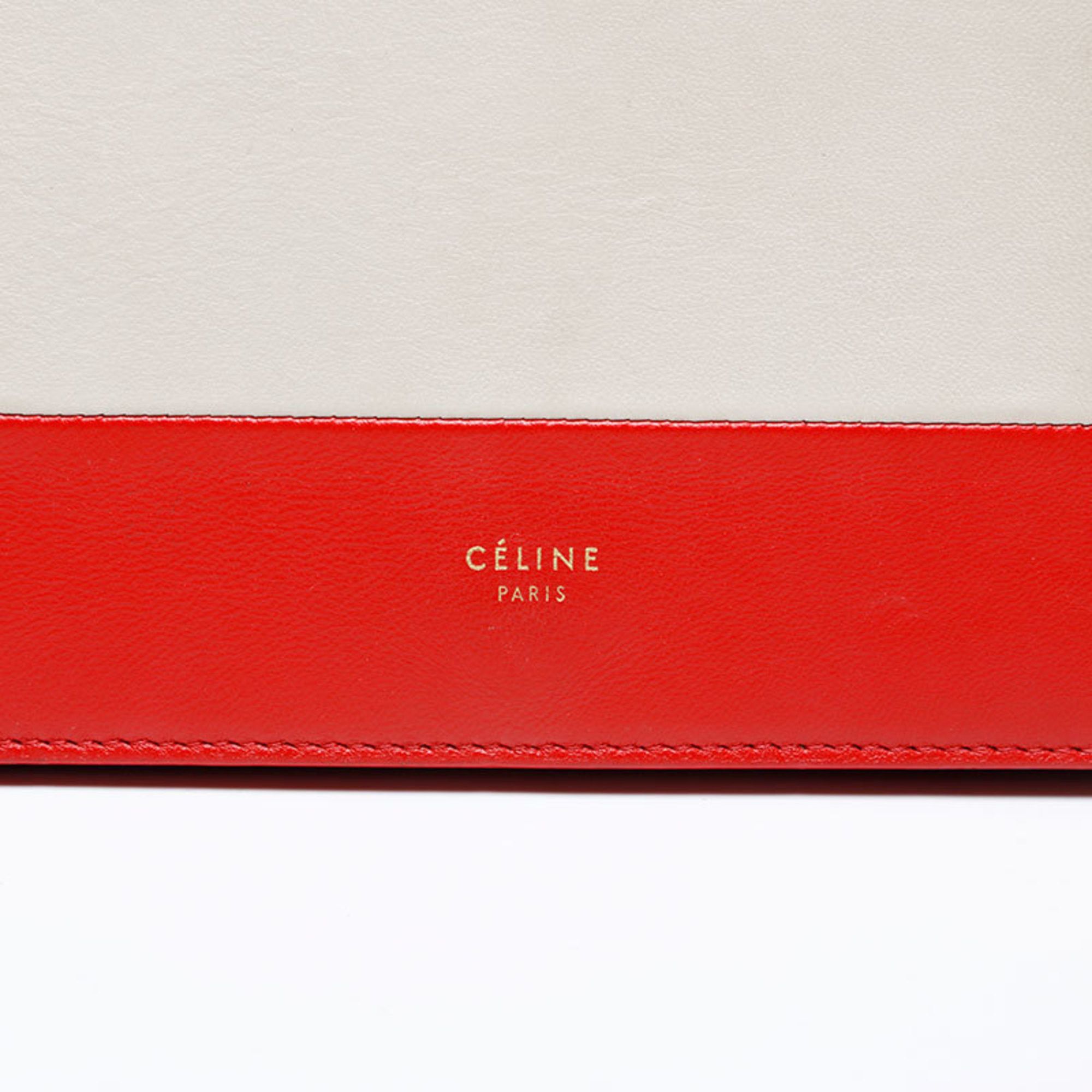 Celine Celine Leather Frame Chain Shoulder Bag, Red and Beige, WS22157 Size ONE SIZE - 8 Thumbnail