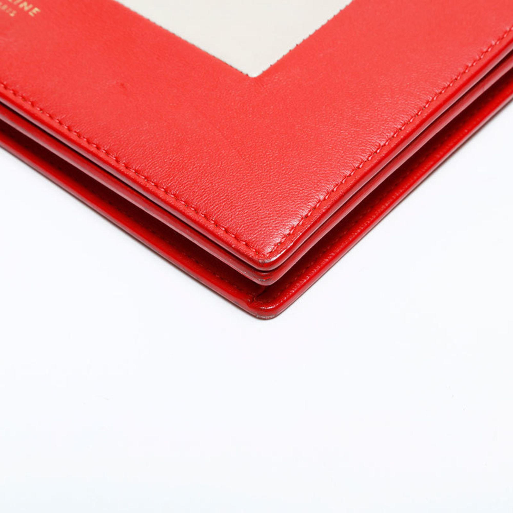 Celine Celine Leather Frame Chain Shoulder Bag, Red and Beige, WS22157 Size ONE SIZE - 6 Thumbnail