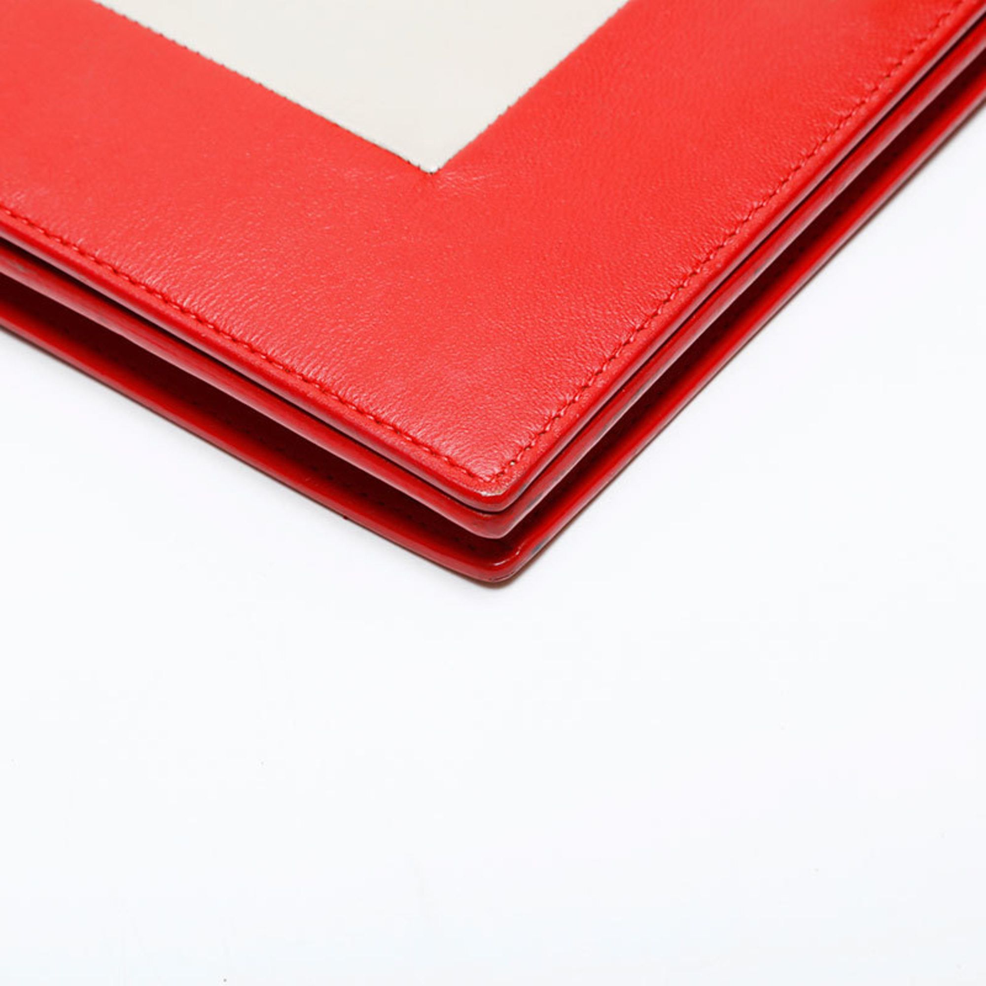 Celine Celine Leather Frame Chain Shoulder Bag, Red and Beige, WS22157 Size ONE SIZE - 5 Thumbnail