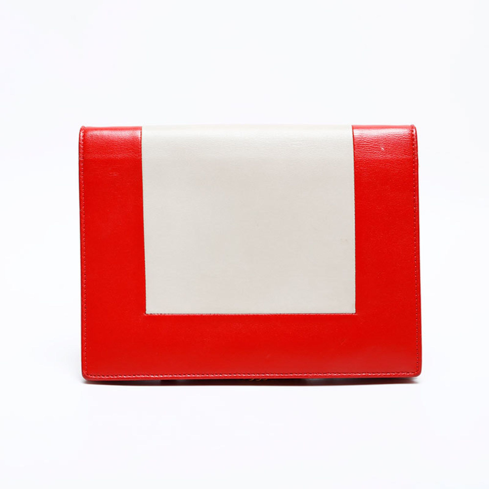 Celine Celine Leather Frame Chain Shoulder Bag, Red and Beige, WS22157 Size ONE SIZE - 2 Thumbnail