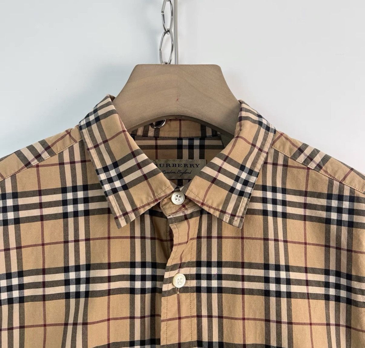 Burberry Beige Plaid Long Sleeve Button-Up Shirt Size US M / EU 48-50 / 2 - 3 Thumbnail