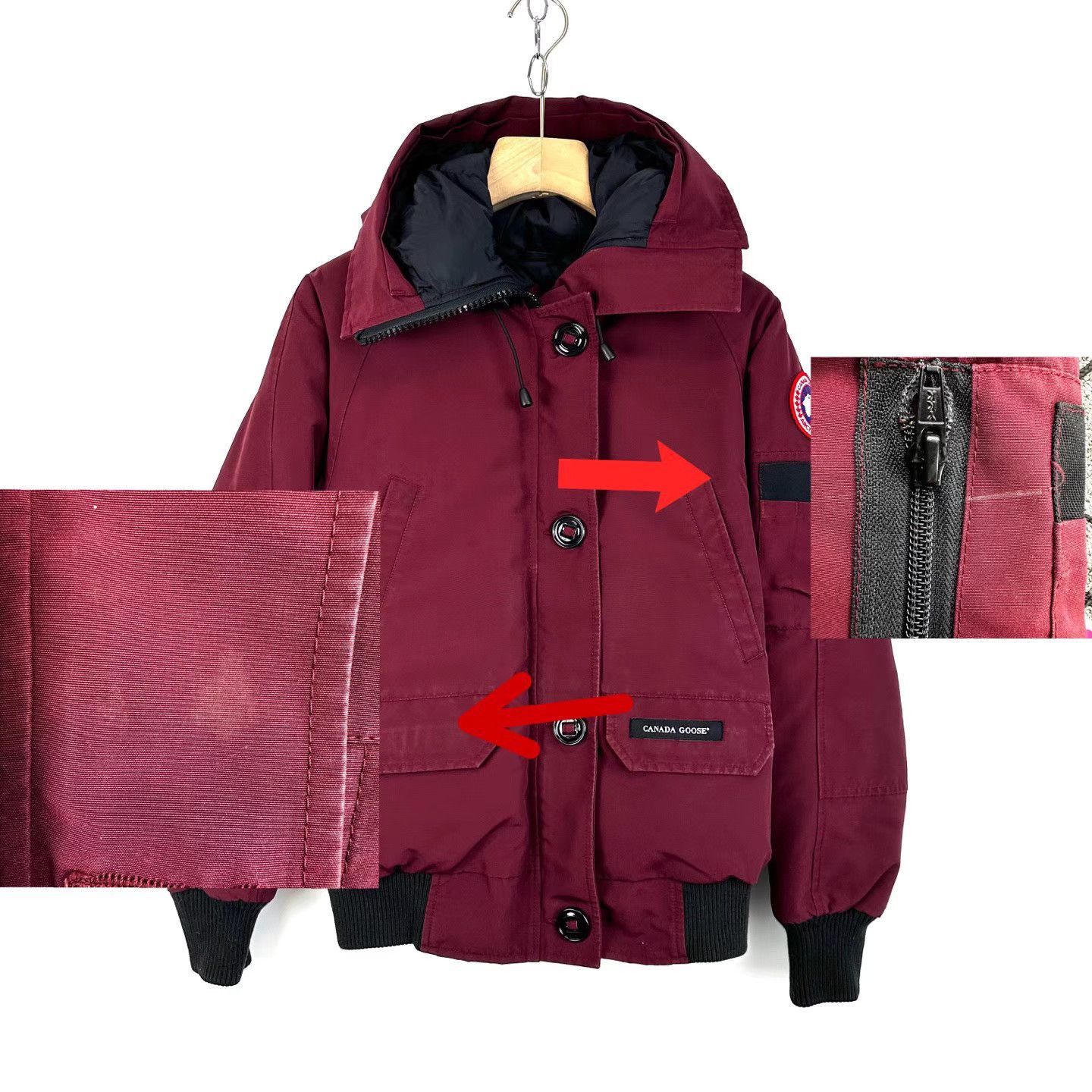 Canada Goose Red Heavy Winter Coat with Hood Size S Size US S / EU 44-46 / 1 - 8 Thumbnail