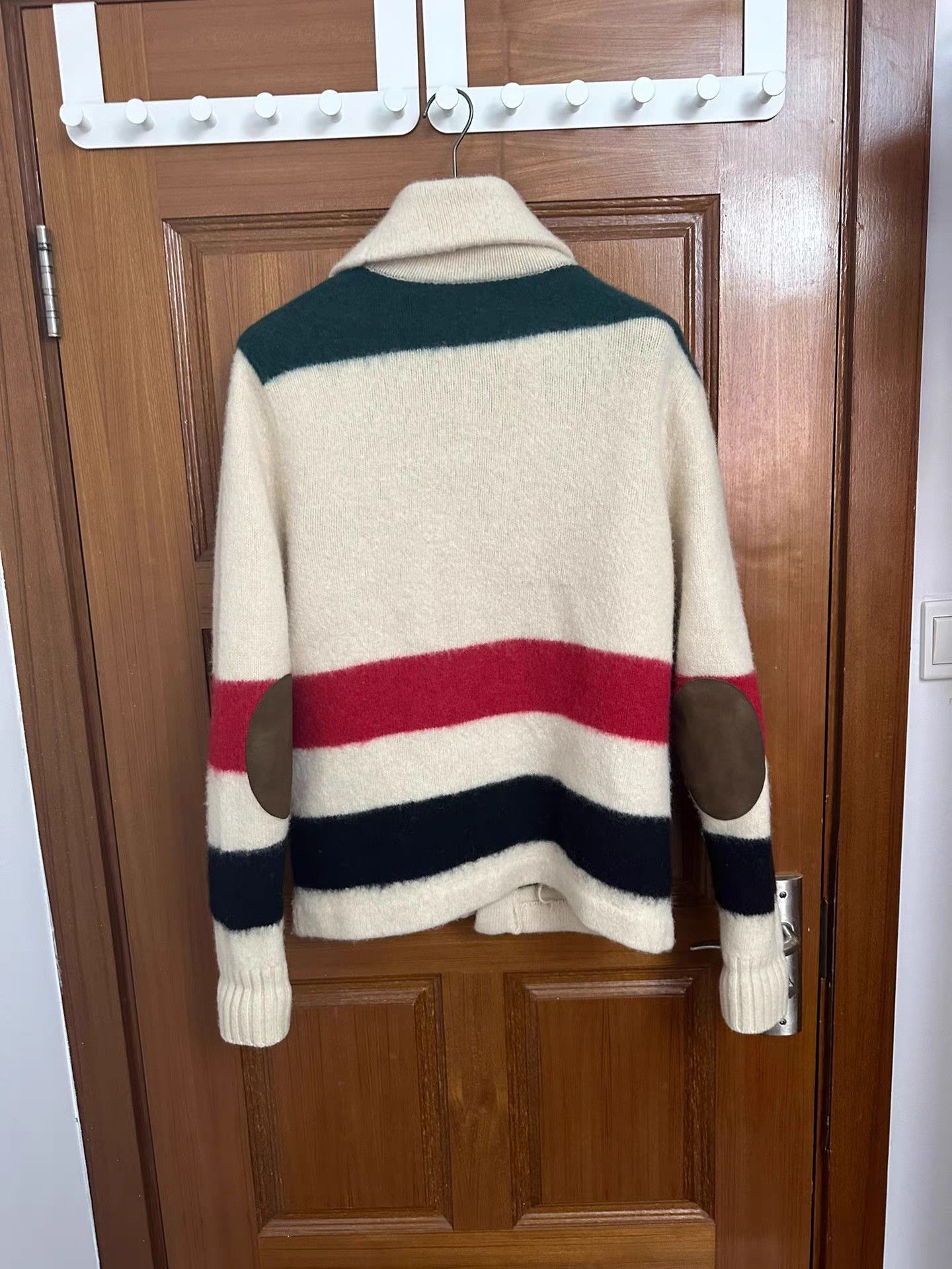 Ralph Lauren White Striped Toggle Button Sweater with 'R' Emblem Size US M / EU 48-50 / 2 - 2 Thumbnail