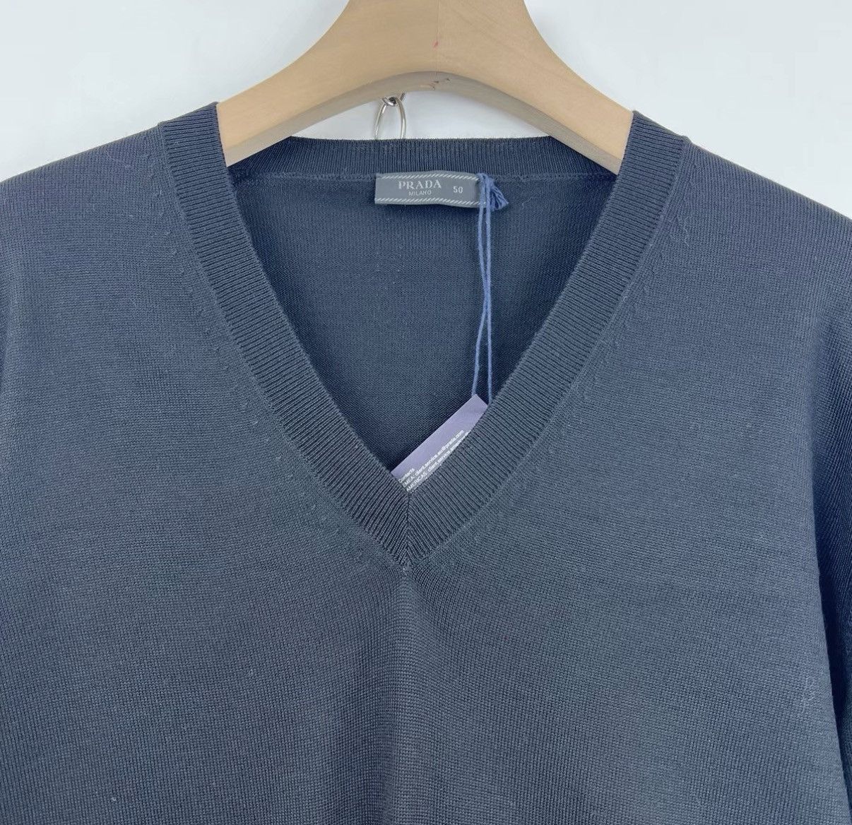 Prada Black V-Neck Long Sleeve Sweater Size US M / EU 48-50 / 2 - 5 Thumbnail