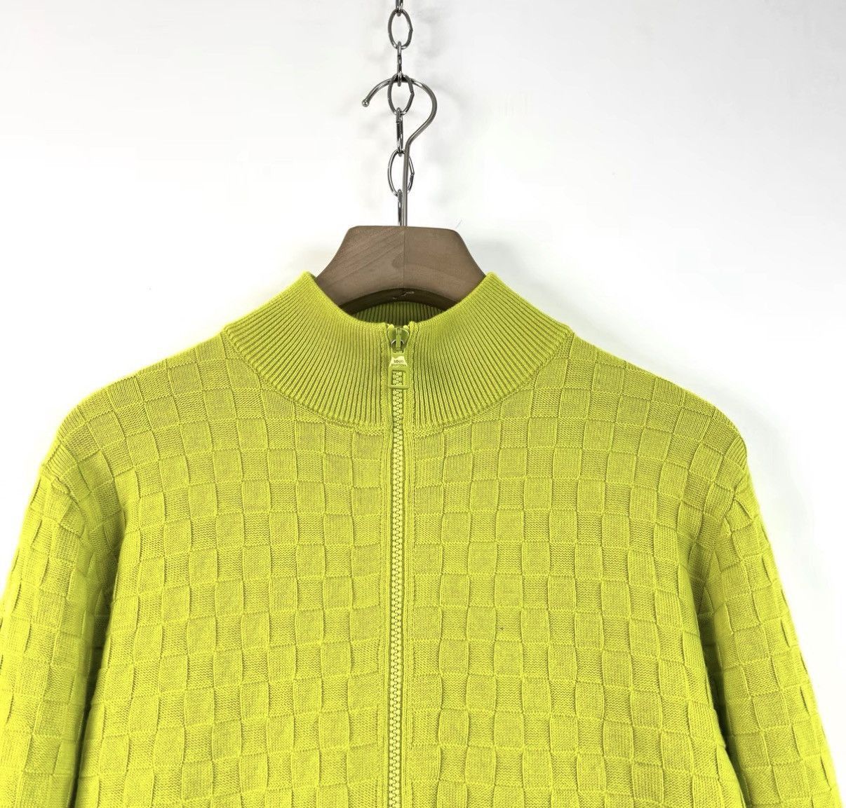 Louis Vuitton Green Zip-Up Checkered Knit Sweater Size S Size US S / EU 44-46 / 1 - 3 Thumbnail