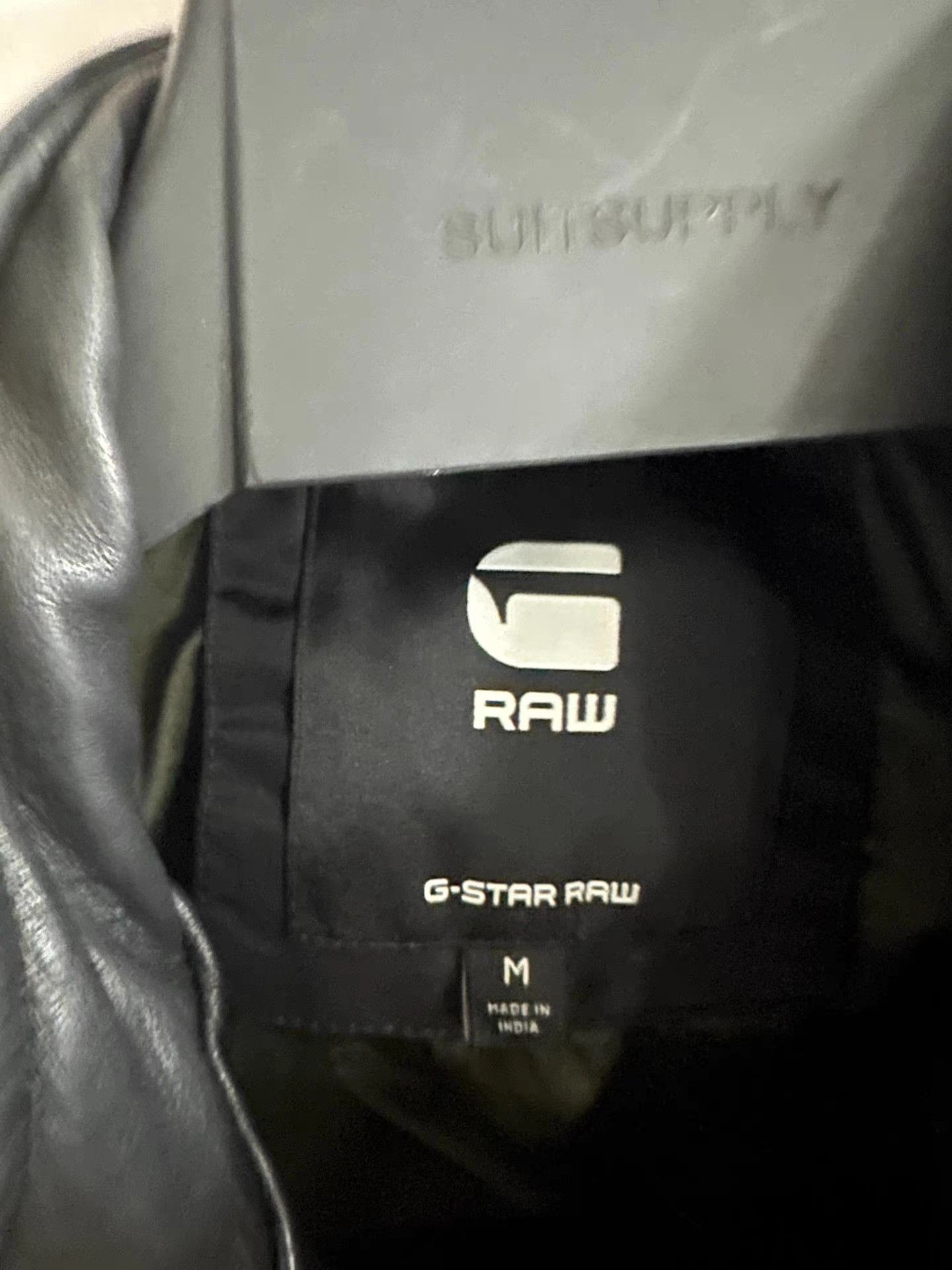 G-Star Black Leather Jacket with Zip Pockets - Size M Size US M / EU 48-50 / 2 - 3 Thumbnail