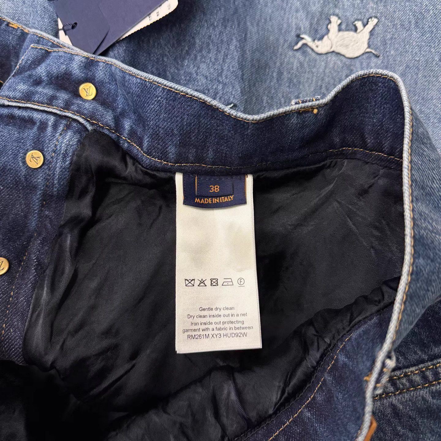 Louis Vuitton Blue Denim Jeans with Animal & Palm Tree Embroidery Size US 27 - 5 Thumbnail