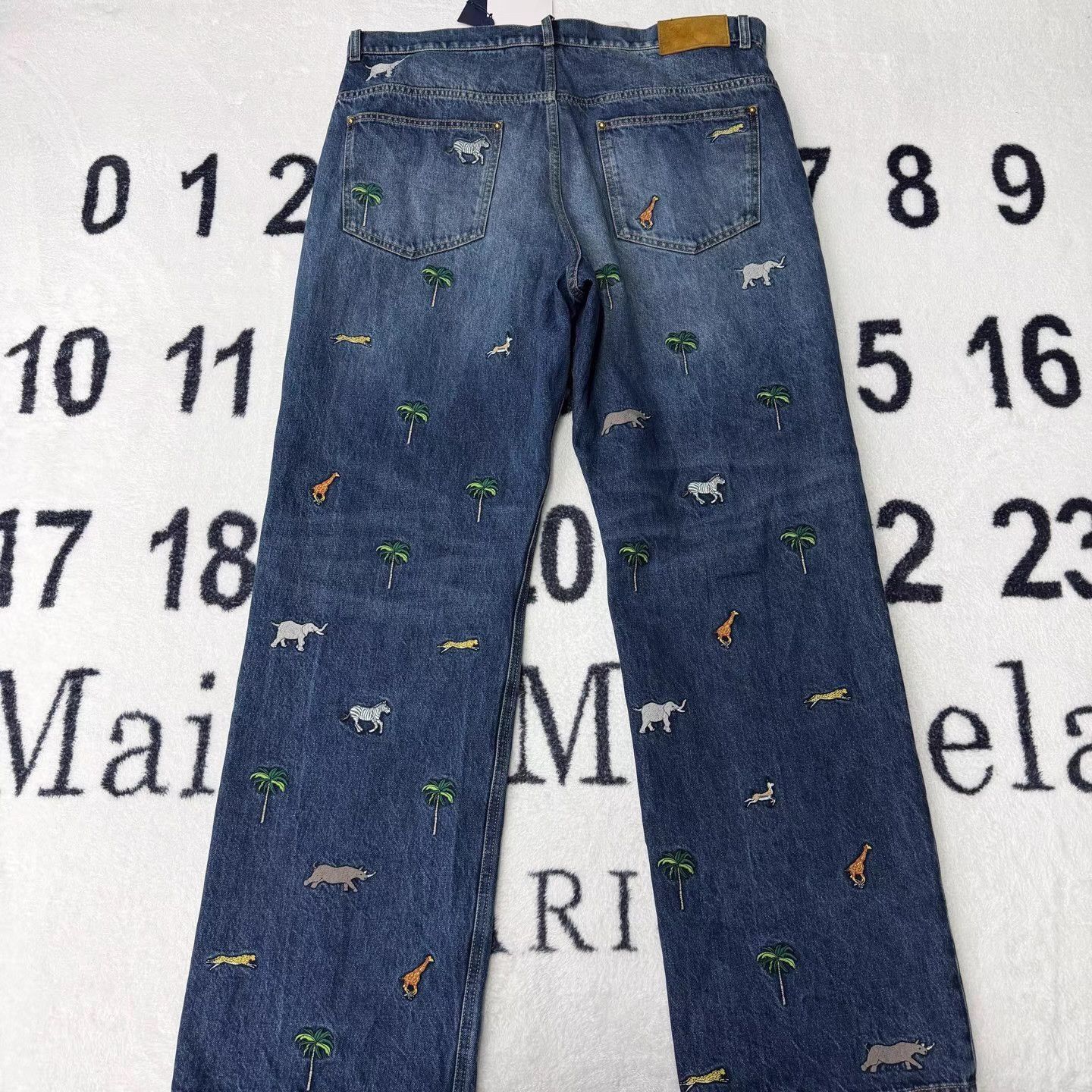 Louis Vuitton Blue Denim Jeans with Animal & Palm Tree Embroidery Size US 27 - 2 Thumbnail