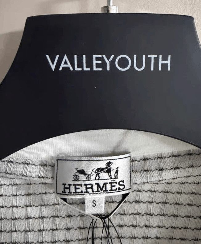 Hermes White Short Sleeve Grid Pattern Polo Shirt Size S Size US S / EU 44-46 / 1 - 2 Thumbnail