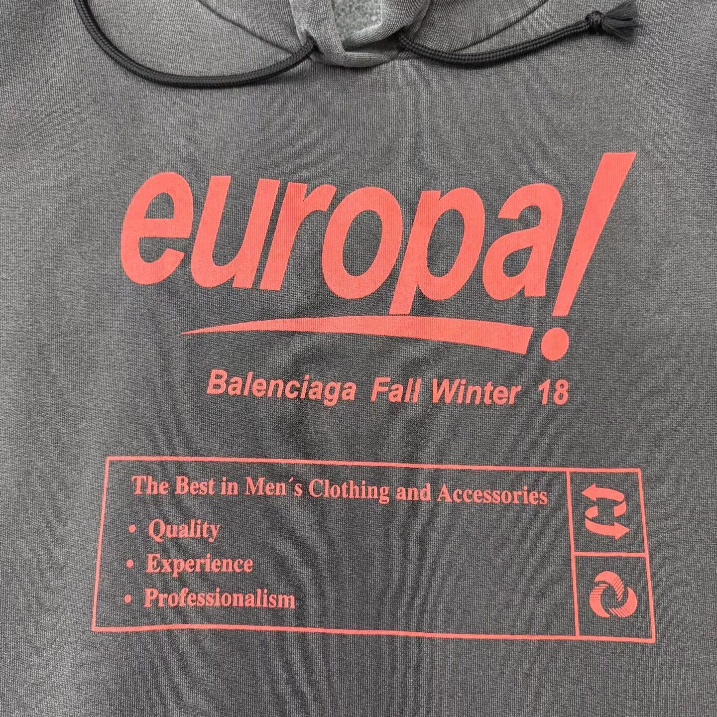 Balenciaga Gray Europa! Print Oversized Hoodie Size US S / EU 44-46 / 1 - 4 Thumbnail