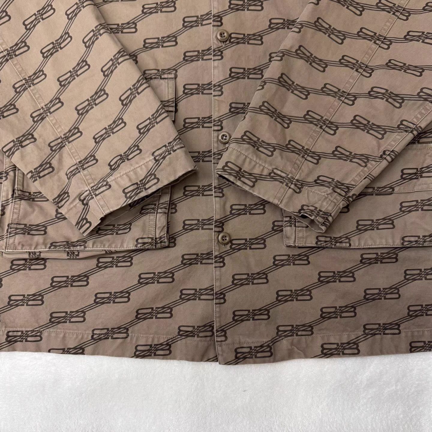 Balenciaga Brown Patterned Short Sleeve Utility Shirt XL Size US XL / EU 56 / 4 - 2 Thumbnail