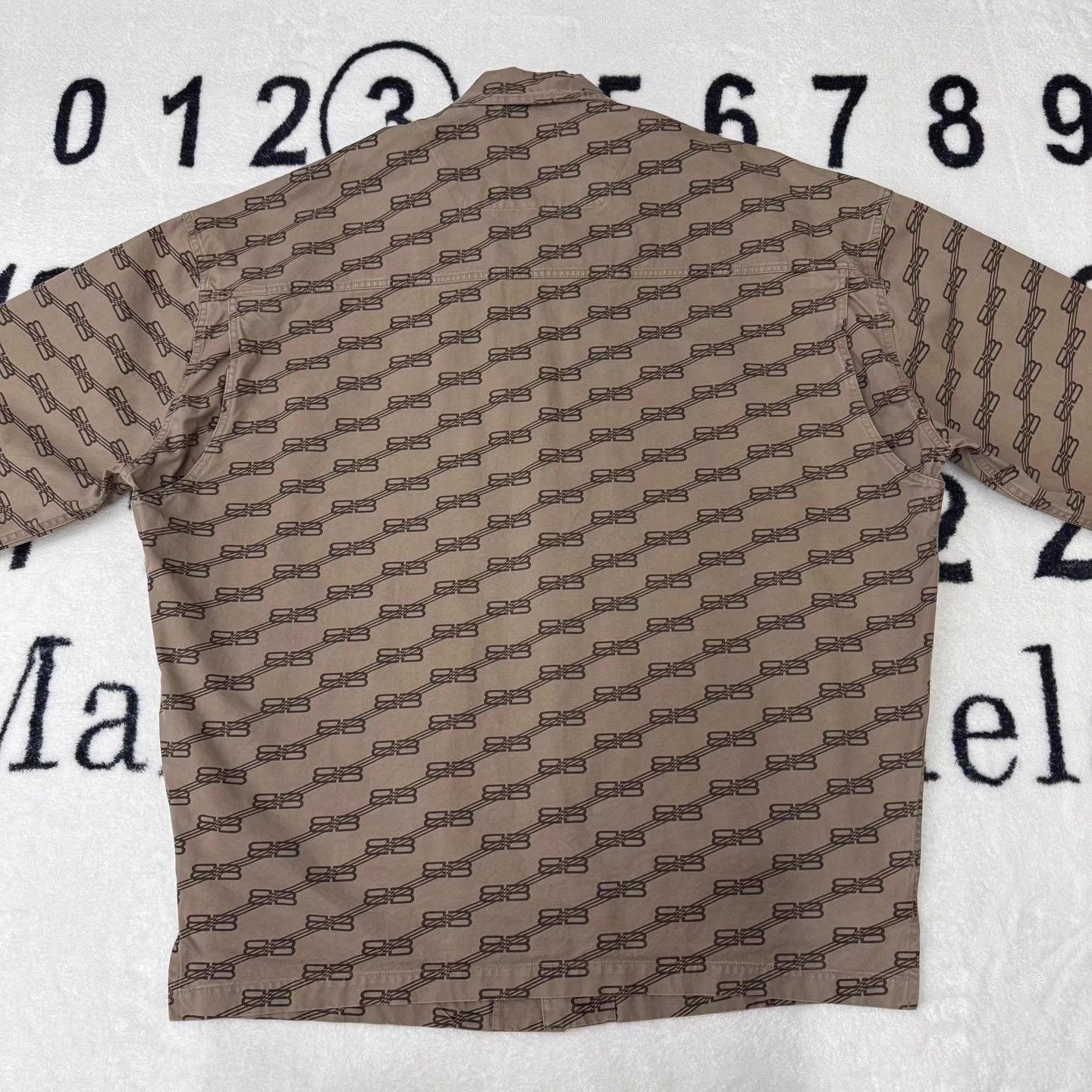 Balenciaga Brown Patterned Short Sleeve Utility Shirt XL Size US XL / EU 56 / 4 - 3 Thumbnail
