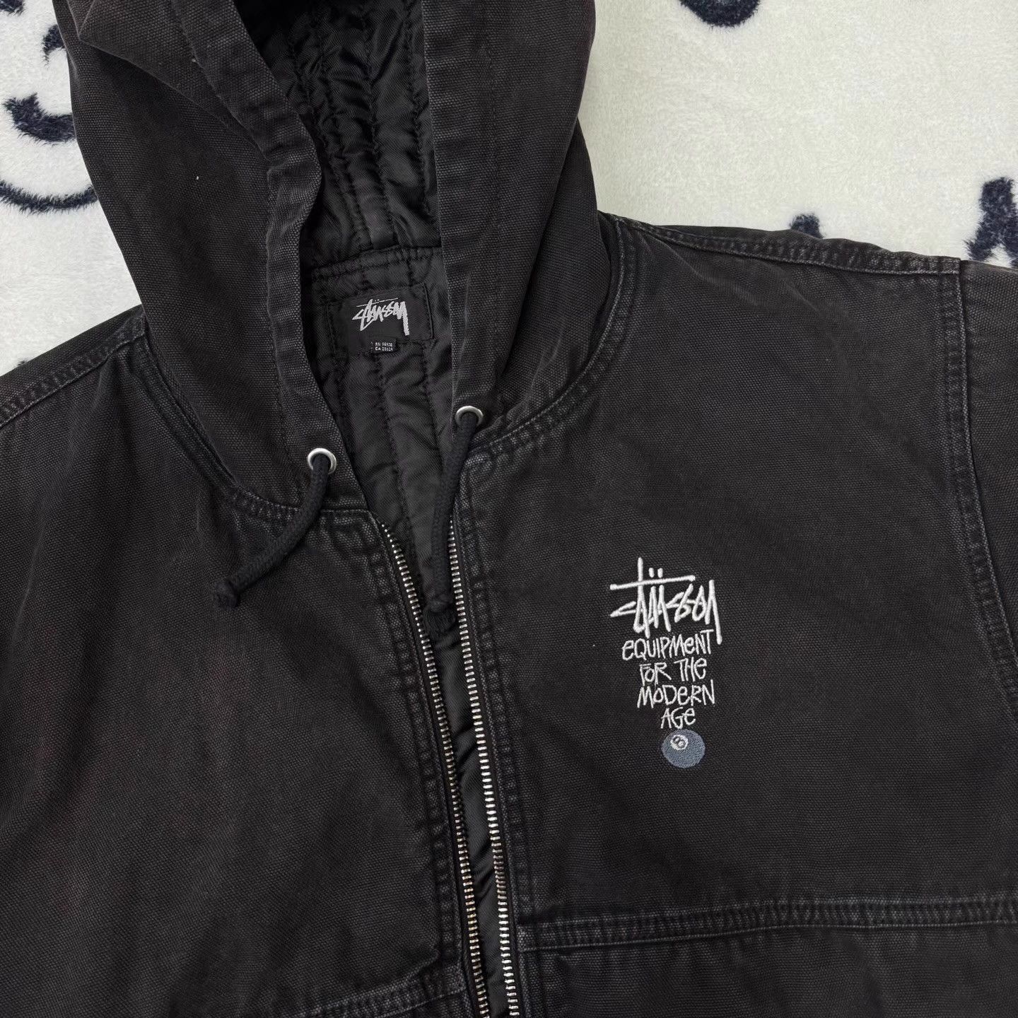 Stussy Black Hooded Zip-Up Jacket XL Size US XL / EU 56 / 4 - 4 Thumbnail