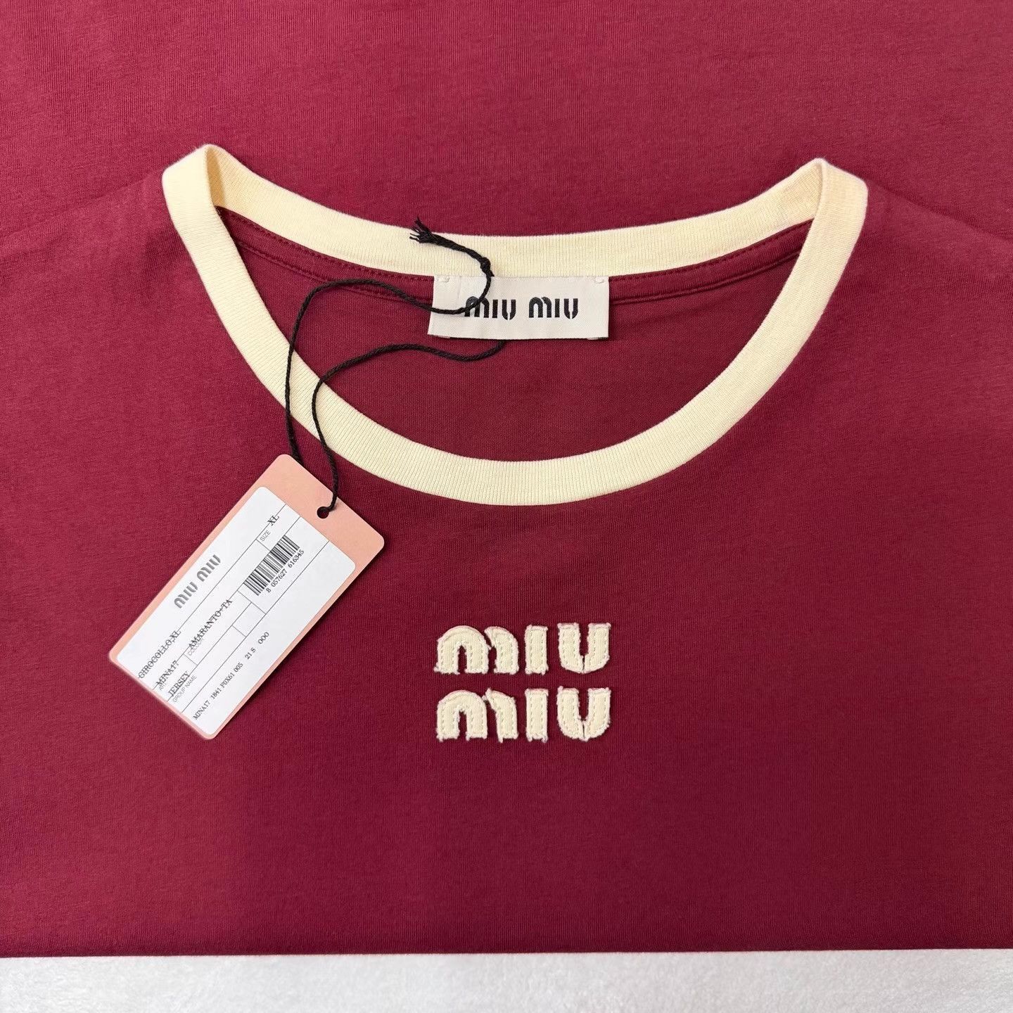 Miu Miu Red Short Sleeve Shirt with Contrast Trim Size US XL / EU 56 / 4 - 2 Thumbnail